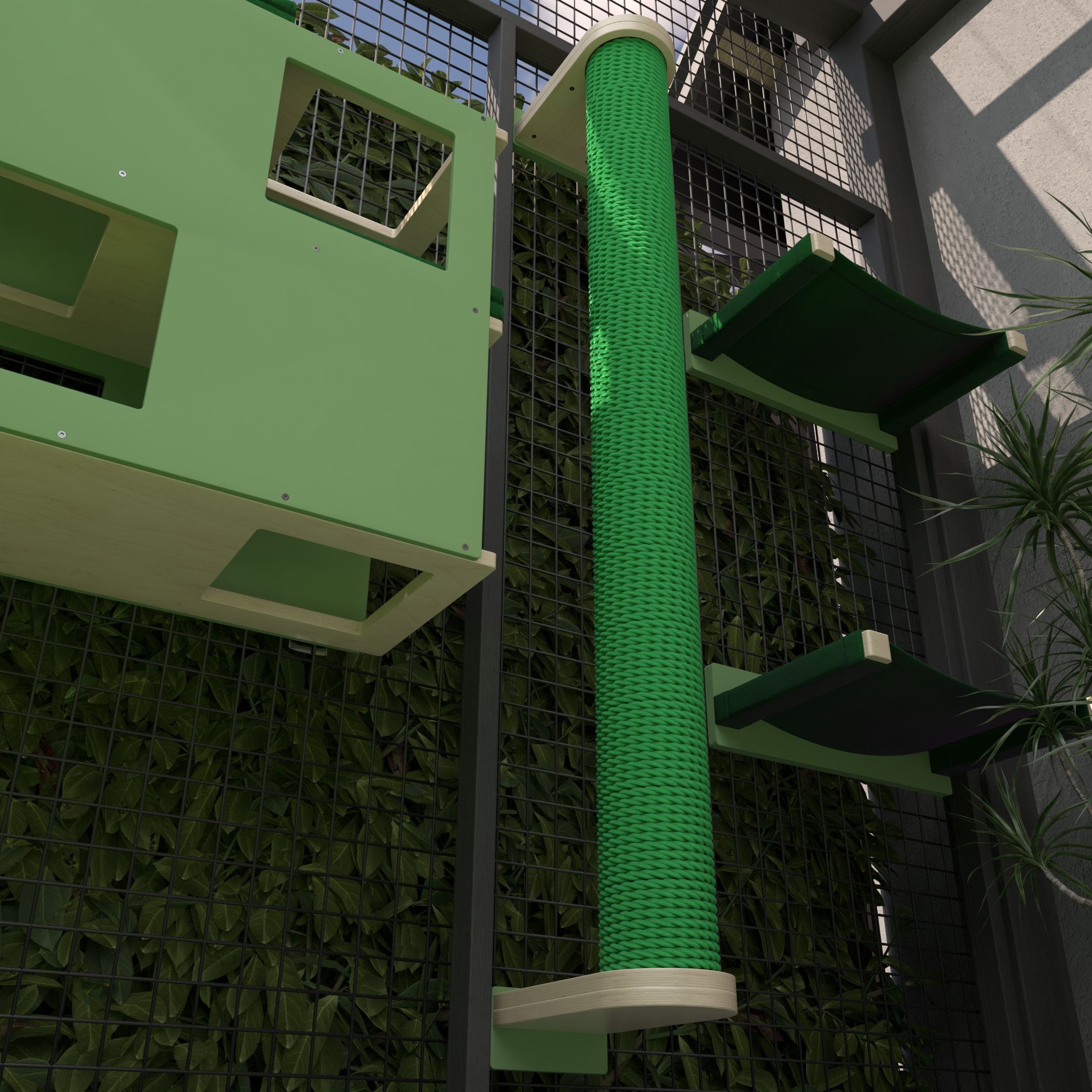 Catio Wall Shelf Scratching Pole Post Shelf - Catio Scratching Post - Scratchy Things Premium Pet Furniture