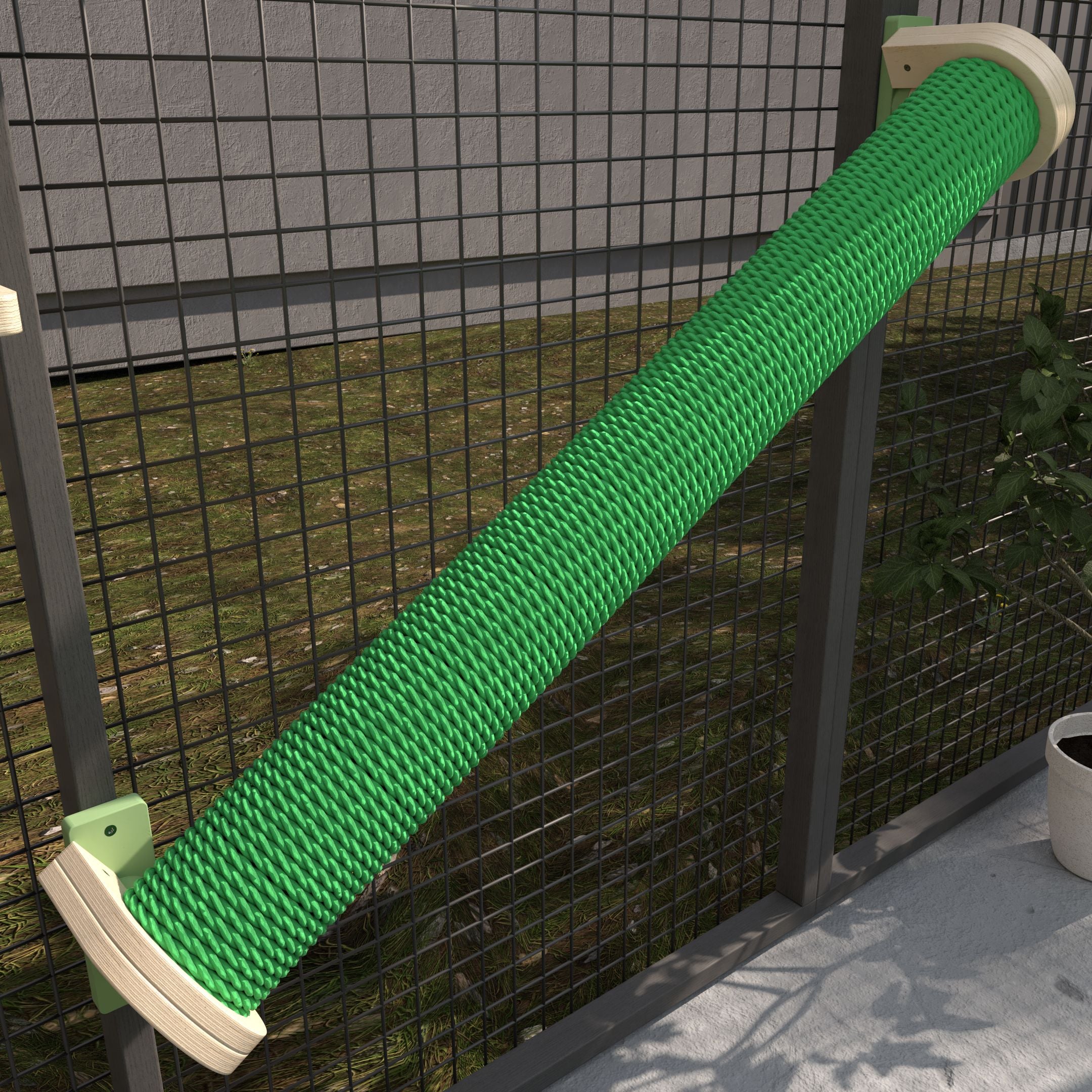 Catio Wall Shelf Scratching Pole Post Shelf - Catio Scratching Post Angle - Scratchy Things Premium Pet Furniture