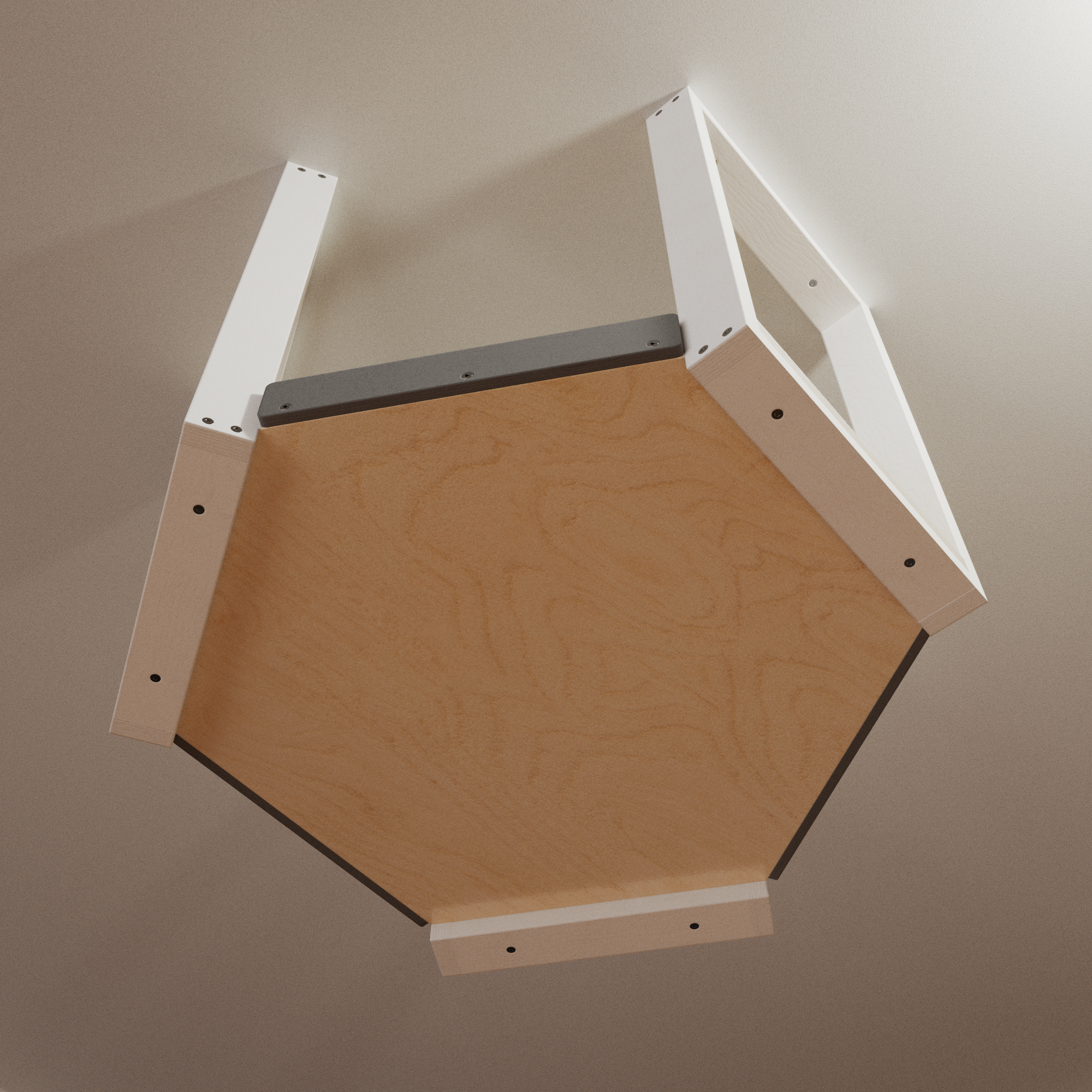 Cat Ceiling Shelf - Wally Skyhex - ceiling mounted cat shelf, hexagonal hub for multi way platform/bridge access, Cat intersection perch - Scratchy Things Premium Pet Furniture