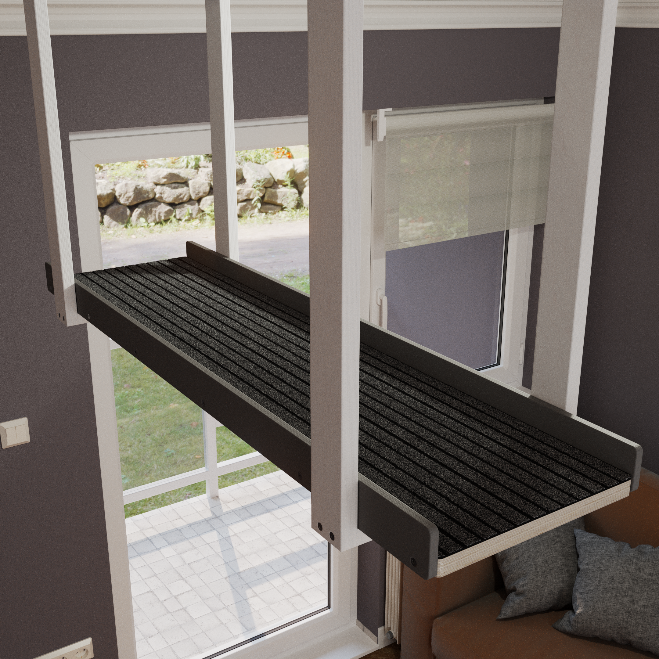 Cat Ceiling Shelf - Wally Skyway - ceiling mounted cat shelf, feline highway, walkway - Scratchy Things Premium Pet Furniture