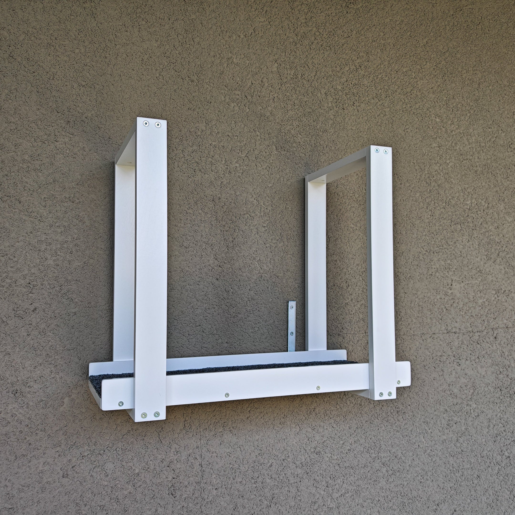 Ceiling mounted cat shelf, a ceiling mounted solid bridge