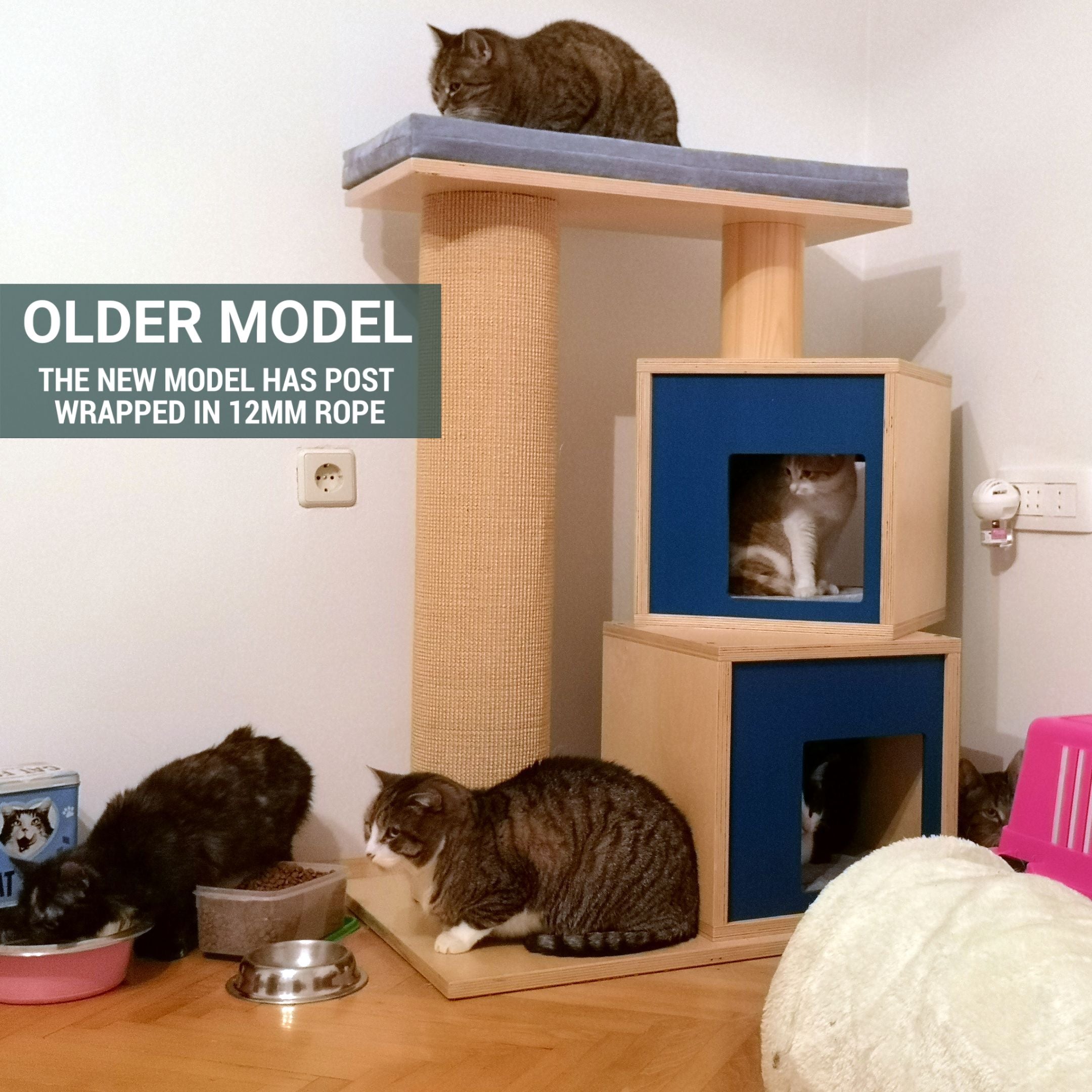 Cat Scratcher Pole House Bed Cushion Standalone - Boxy Duo 35 cat scratcher - Scratchy Things Premium Pet Furniture