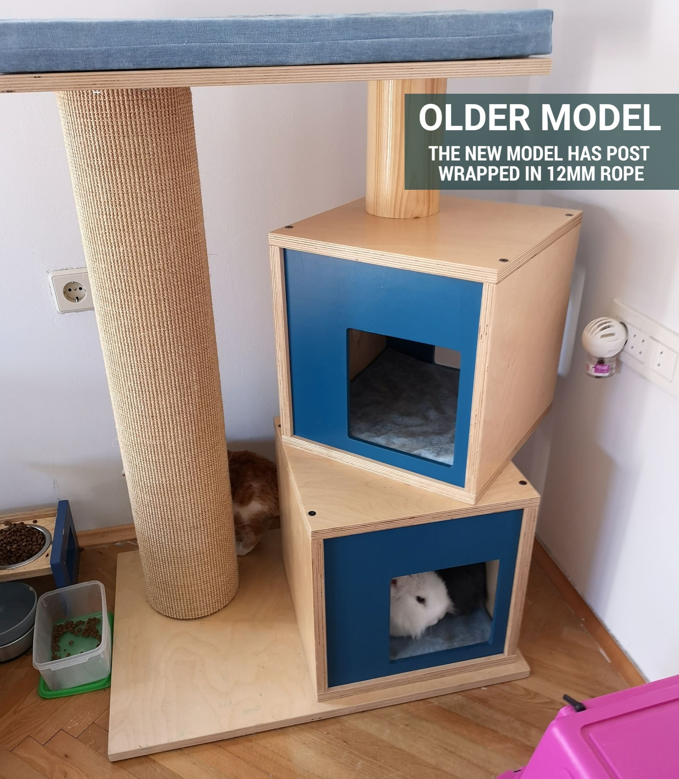 Cat Scratcher Pole House Bed Cushion Standalone - Boxy Duo 35 cat scratcher - Scratchy Things Premium Pet Furniture
