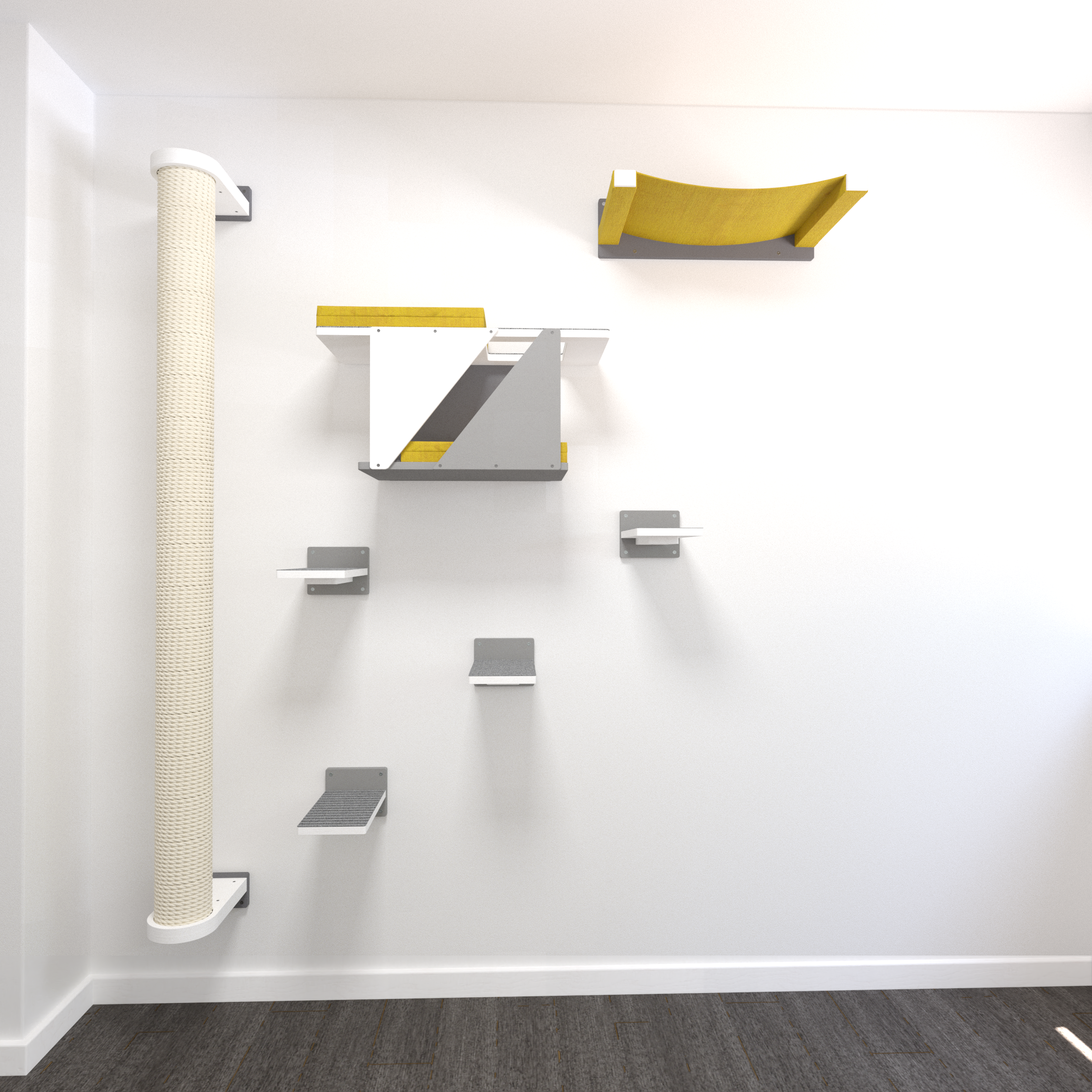 Cat Wall Shelf Bridge Bed Post Bundle - Cozy Apartment Bundle - Scratchy Things Premium Pet Furniture