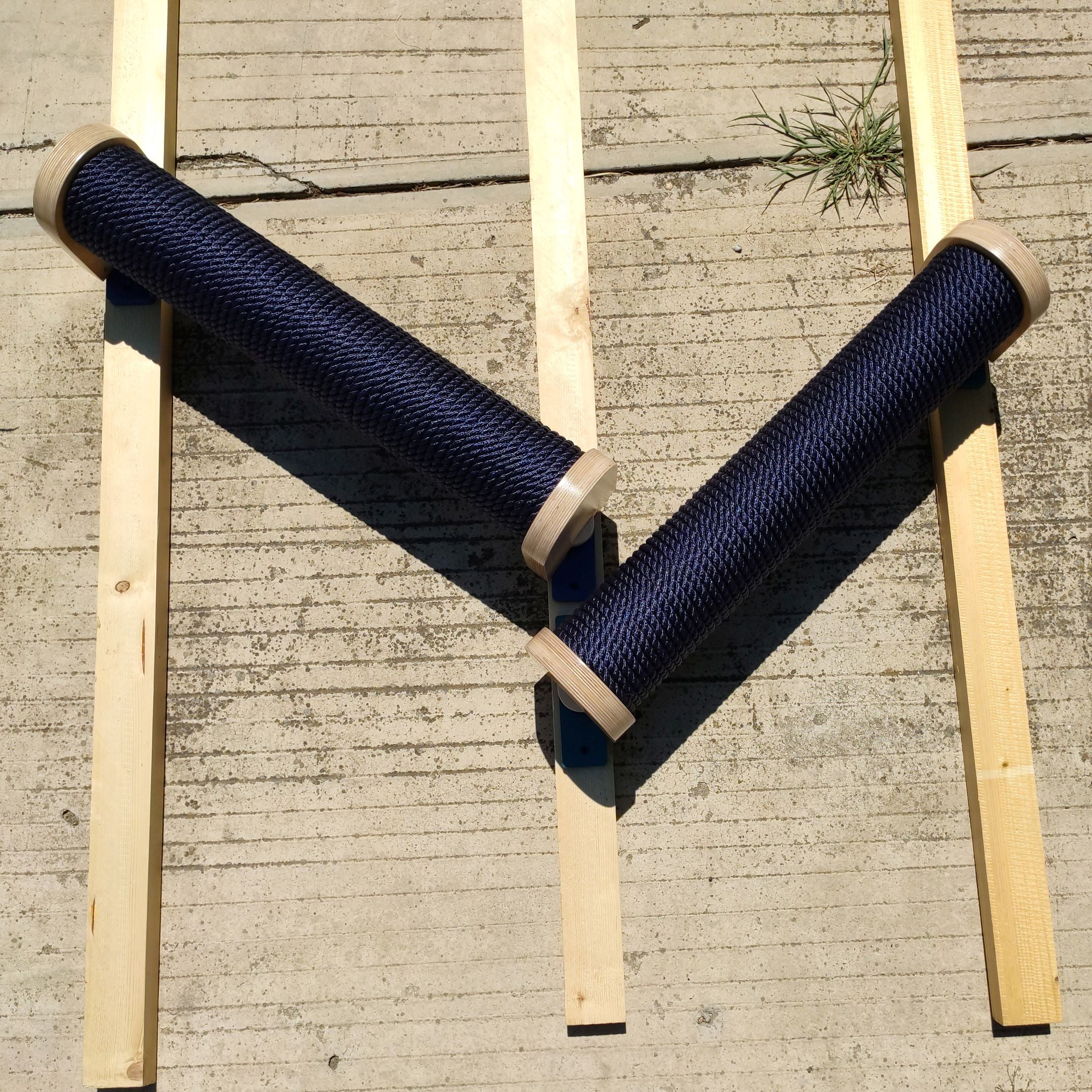 Catio Wall Shelf Scratching Pole Post Shelf - Catio Scratching Post Angle - Outdoor cat leaning / angled scratching pole - Scratchy Things Premium Pet Furniture