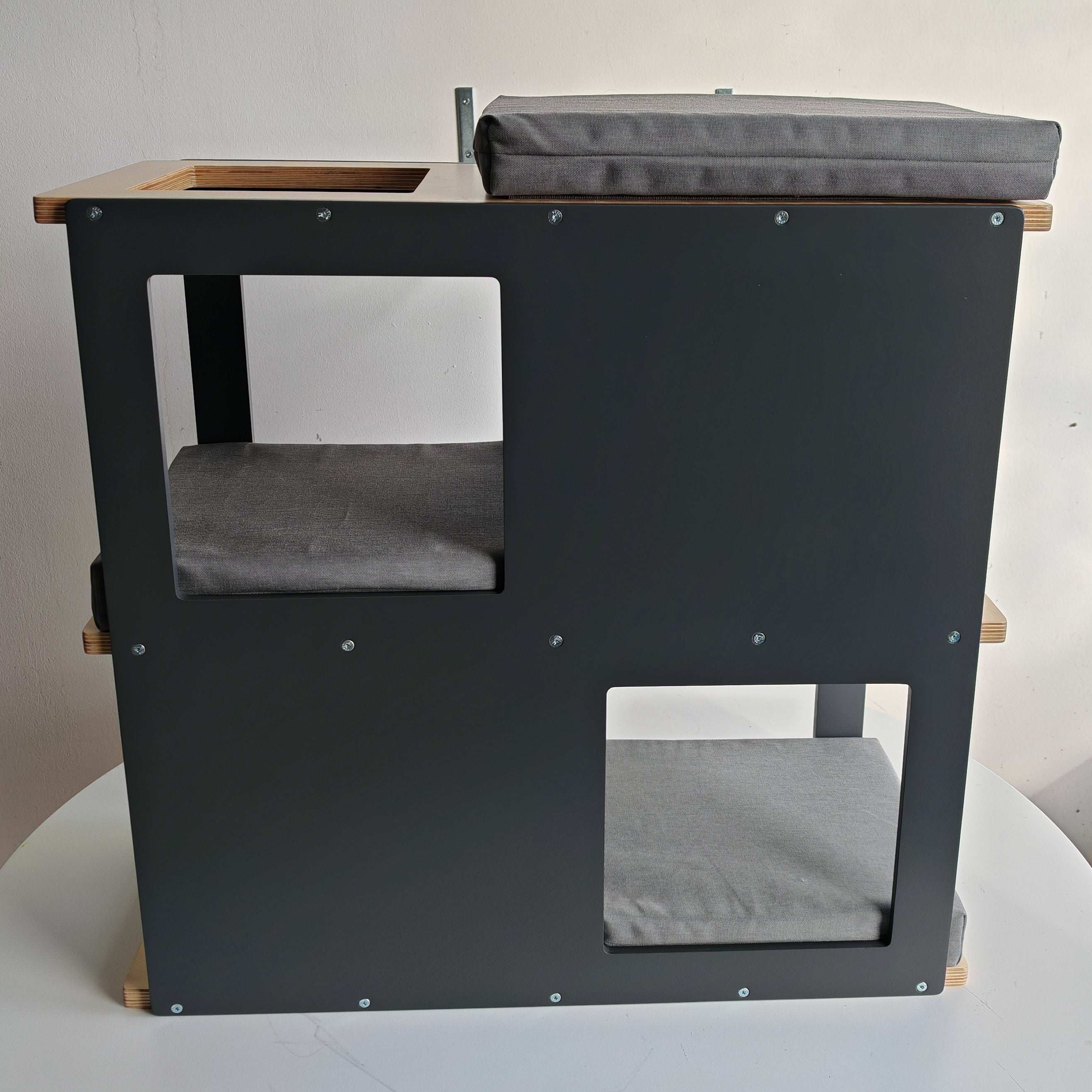 Catio Big Cat Wall Shelf Bed Perch - Catio BigCat Loft - outdoor multilevel cat shelf - Scratchy Things Premium Pet Furniture