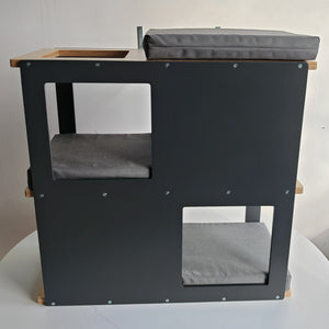 Catio Big Cat Wall Shelf Bed Perch - Catio BigCat Loft - outdoor multilevel cat shelf - Scratchy Things Premium Pet Furniture