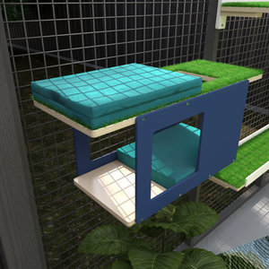 Catio Outdoor Cat Wall Shelf Bed Perch - Catio BigCat Tunnel Mini - outdoor cat house for large cats - Scratchy Things Premium Pet Furniture