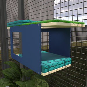 Catio Outdoor Cat Wall Shelf Bed Perch - Catio BigCat Tunnel Mini - outdoor cat house for large cats - Scratchy Things Premium Pet Furniture