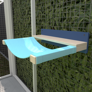 Catio Big Cat Wall Shelf Bed Cot Hammock - Catio BigCat ComboCot - outdoor cat hammock for large and heavy cats - Scratchy Things Premium Pet Furniture