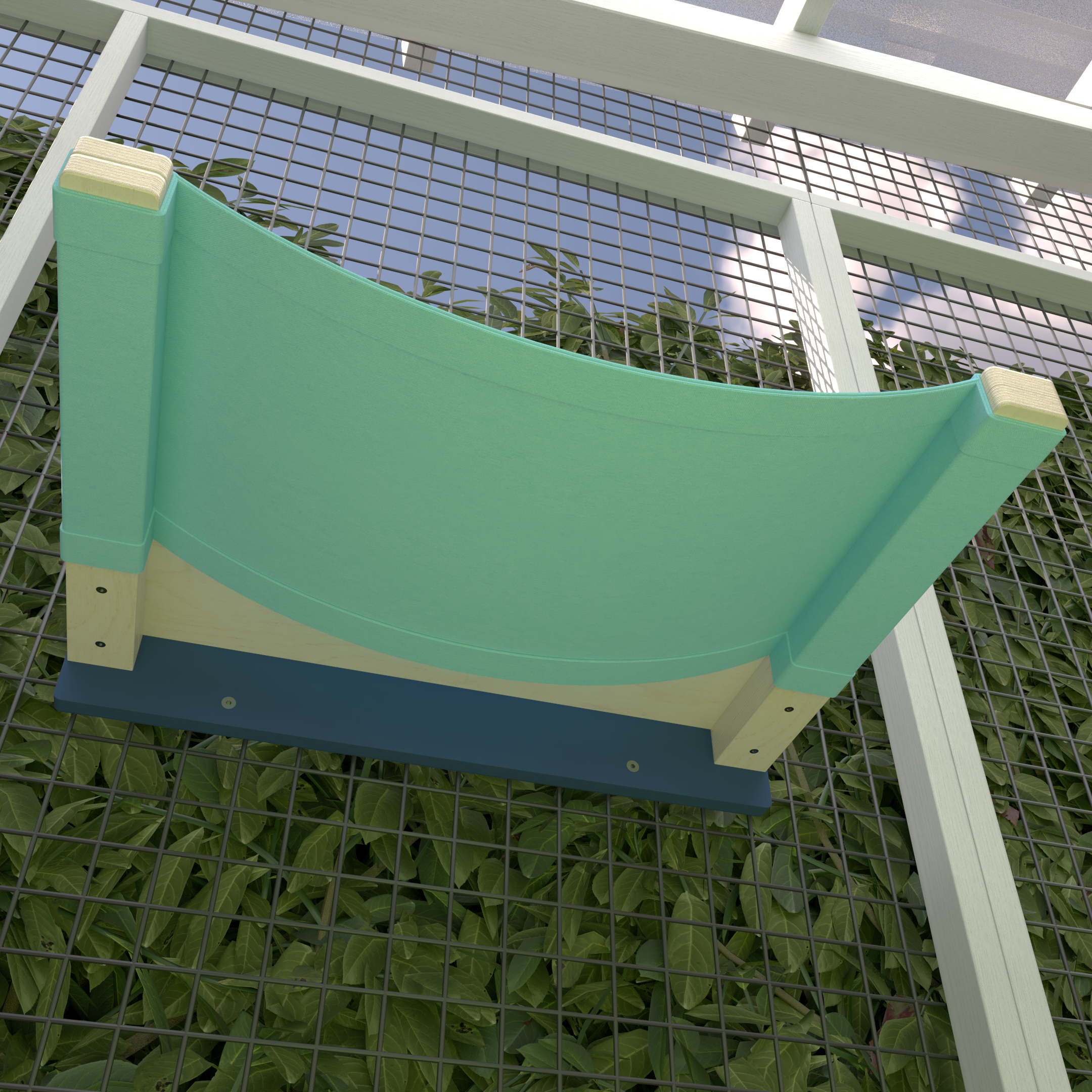 Catio Big Cat Wall Shelf Bed Cot Hammock - Catio BigCat ComboCot - outdoor cat hammock for large and heavy cats - Scratchy Things Premium Pet Furniture