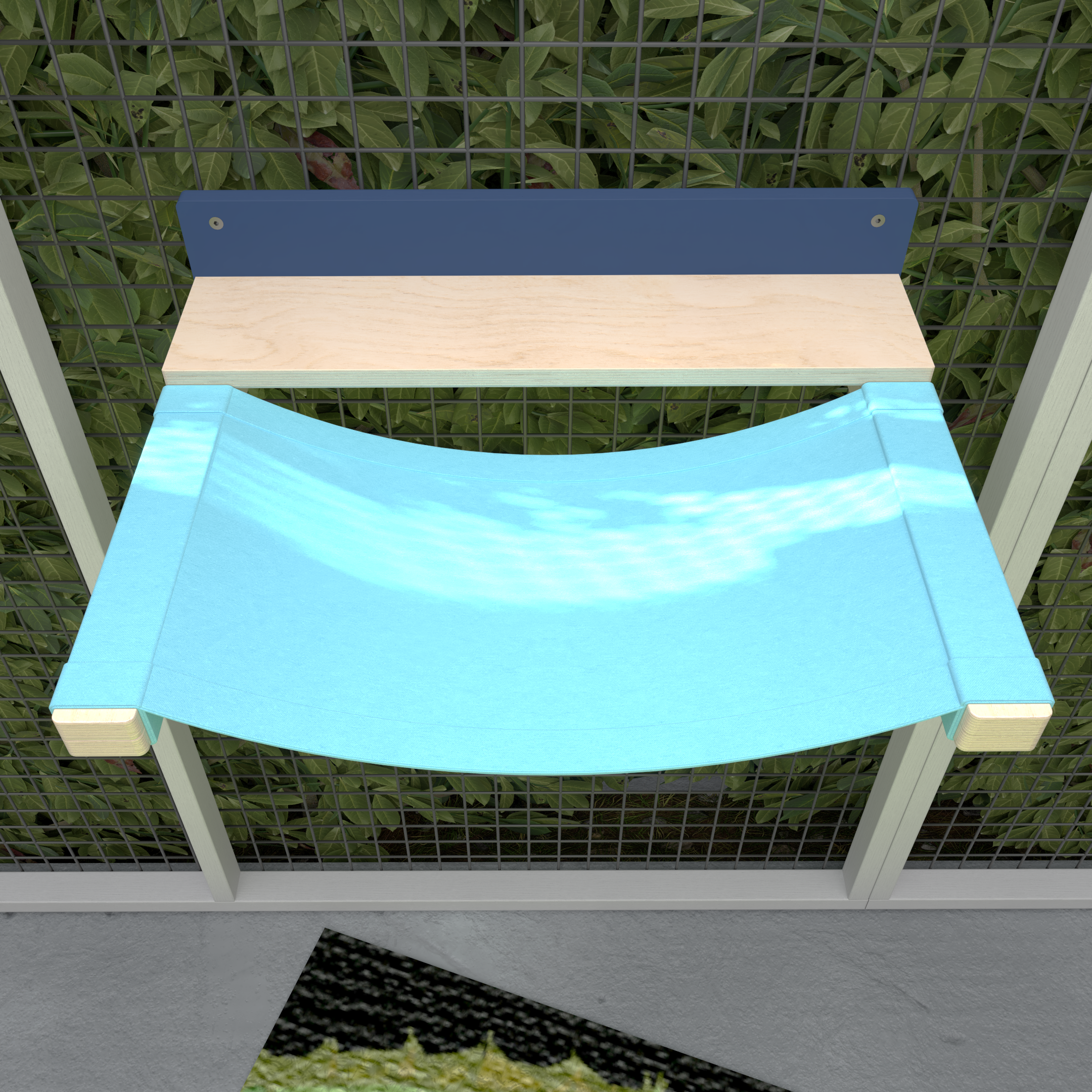 Catio Big Cat Wall Shelf Bed Cot Hammock - Catio BigCat ComboCot - outdoor cat hammock for large and heavy cats - Scratchy Things Premium Pet Furniture