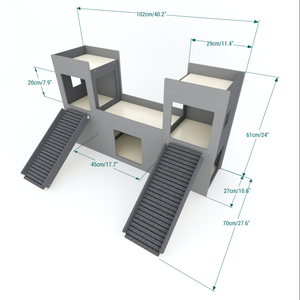 Rabbit House Box Tunnel Castle Fortress - Nibbler Castle - Scratchy Things Premium Pet Furniture