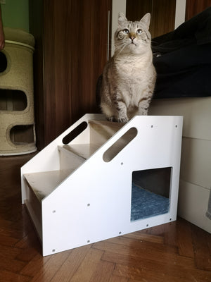 Cat Stairs Box House Bed - Boxy 3-Step - Scratchy Things Premium Pet Furniture