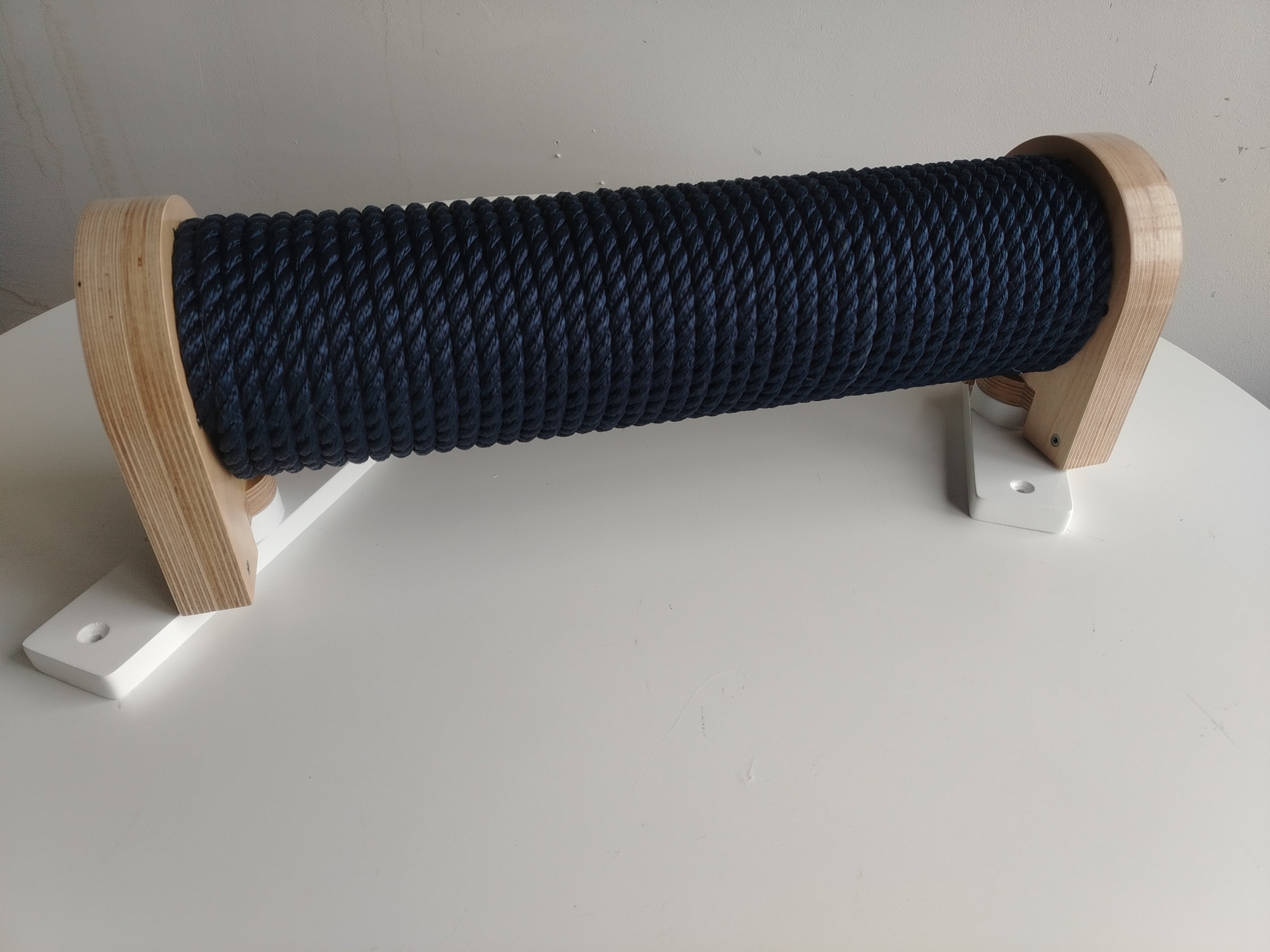 Catio Wall Shelf Scratching Pole Post Shelf - Catio Scratching Post Angle - Outdoor cat leaning / angled scratching pole - Scratchy Things Premium Pet Furniture