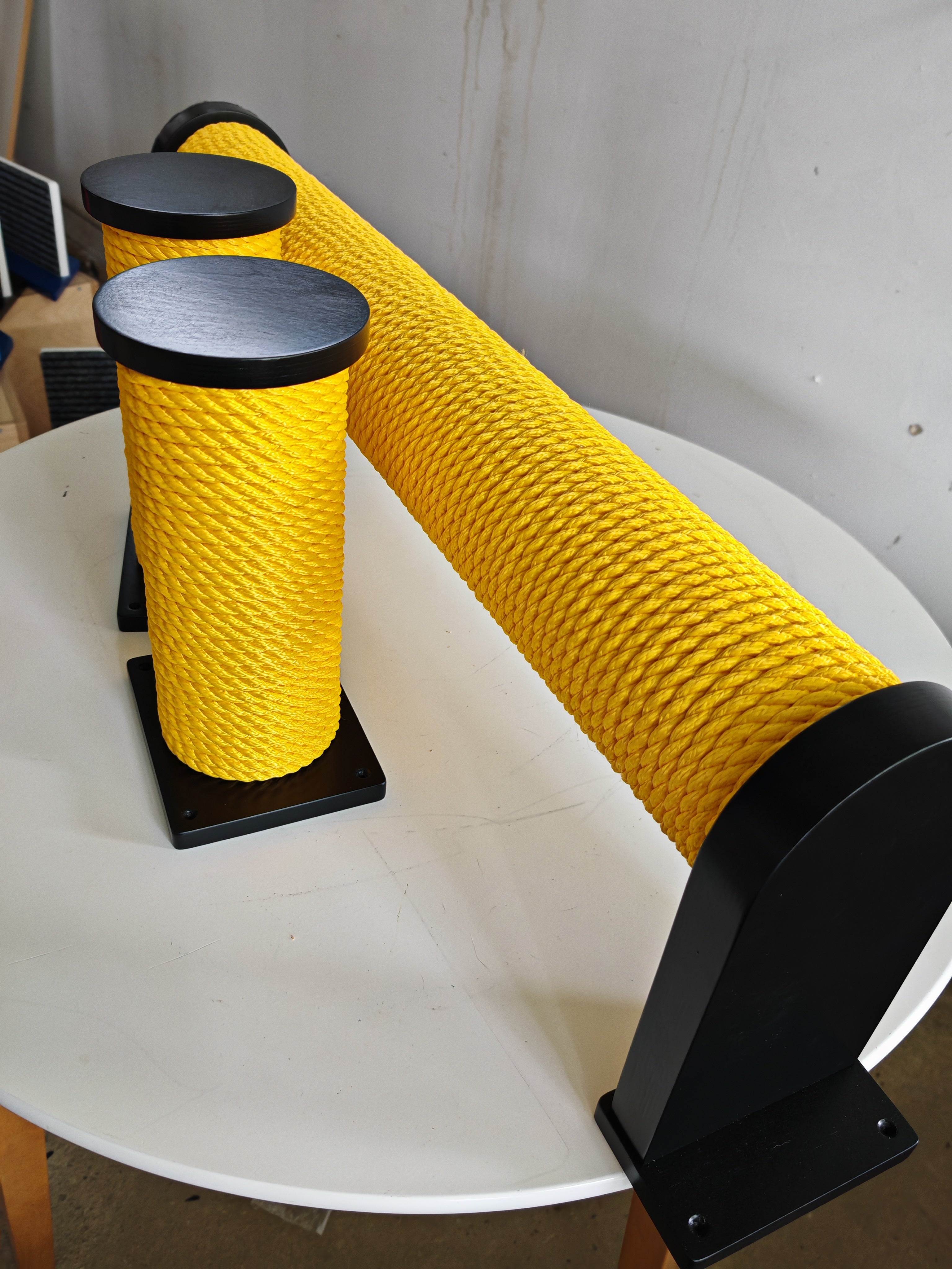 Catio Wall Shelf Scratching Pole Post Shelf - Catio Scratching Post - Outdoor cat scratching pole - Scratchy Things Premium Pet Furniture