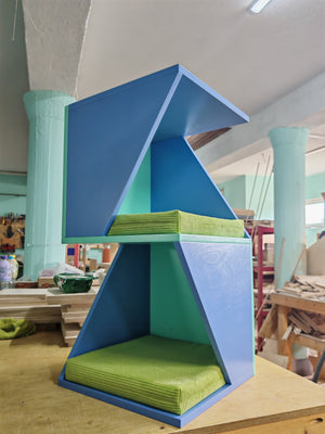 Cat Wall Shelf Bed Corner Box - Wally Sharp Tower - Scratchy Things Premium Pet Furniture