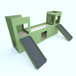 Rabbit House Box Tunnel Castle Fortress - Nibbler Big Castle - ideal for large and giant bunnies - Scratchy Things Premium Pet Furniture