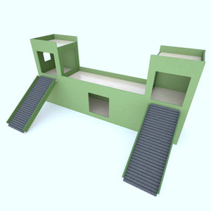 Rabbit House Box Tunnel Castle Fortress - Nibbler Big Castle - ideal for large and giant bunnies - Scratchy Things Premium Pet Furniture