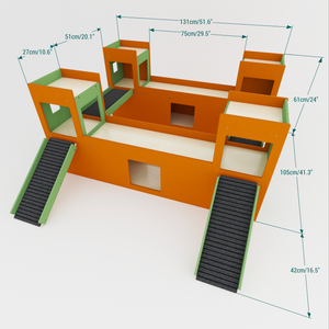 Rabbit House Box Tunnel Castle Fortress - Nibbler Town - Scratchy Things Premium Pet Furniture