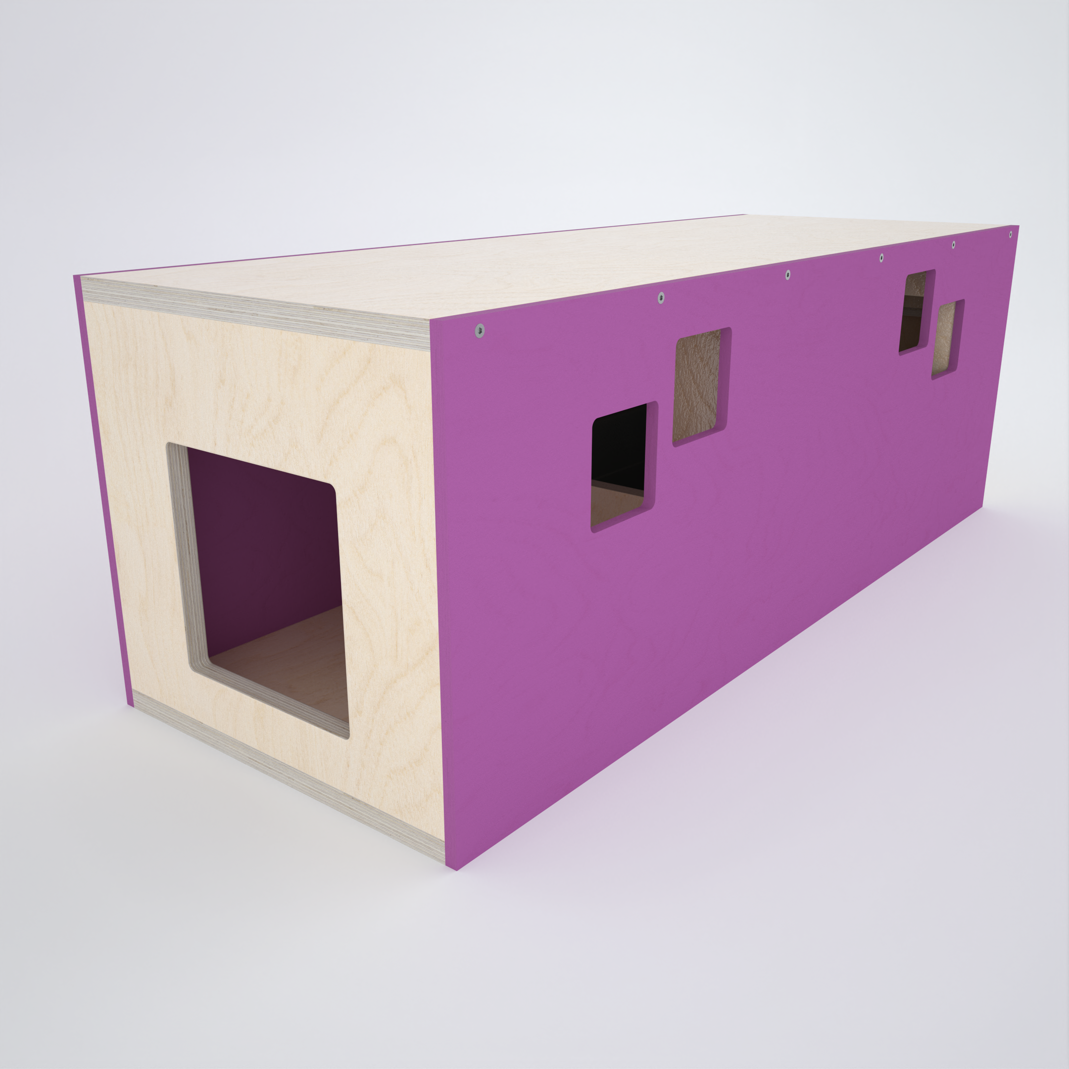 Rabbit House Box Tunnel Castle Fortress - Nibbler Longhouse - Scratchy Things Premium Pet Furniture