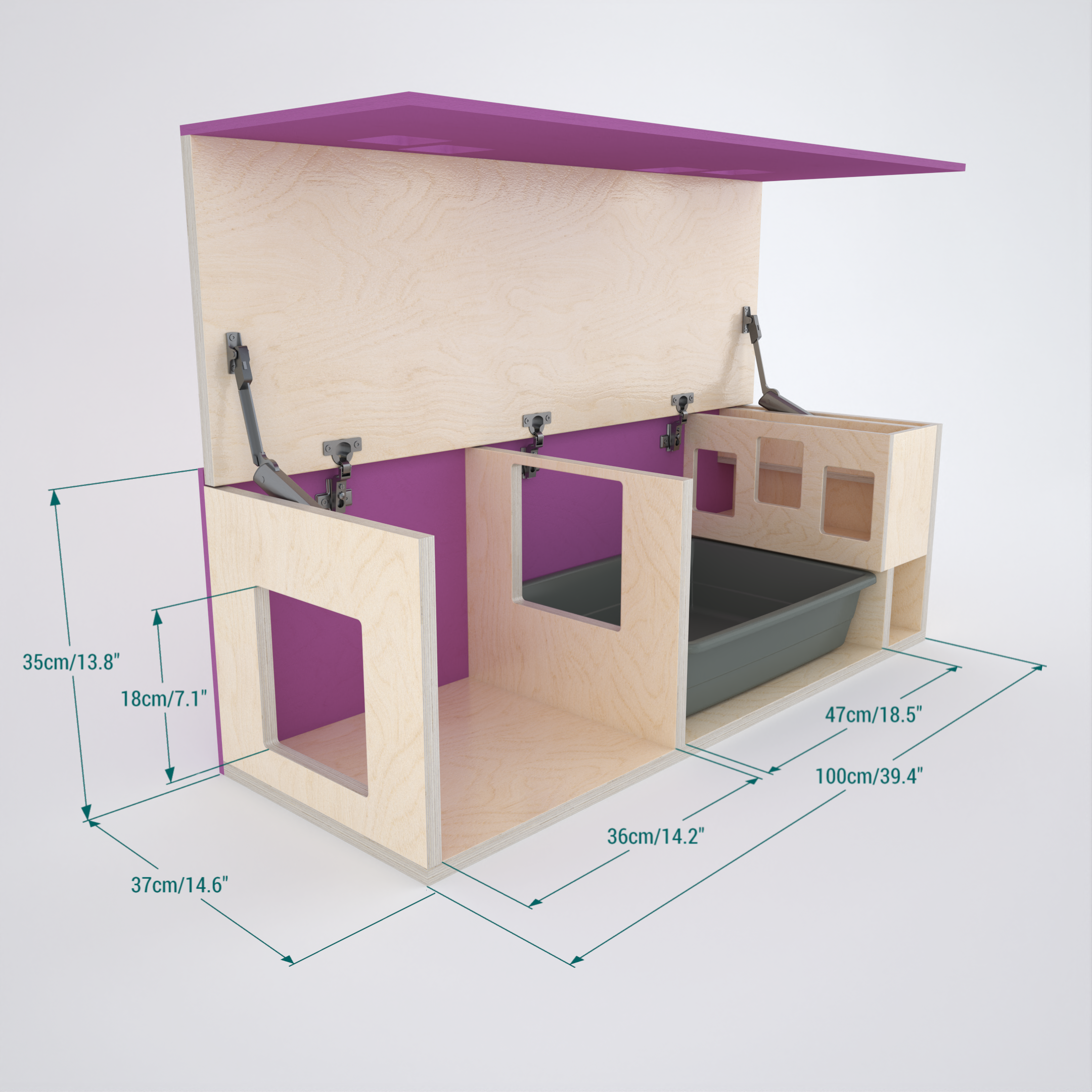 Rabbit House Box Tunnel Castle Fortress - Nibbler Longhouse - Scratchy Things Premium Pet Furniture