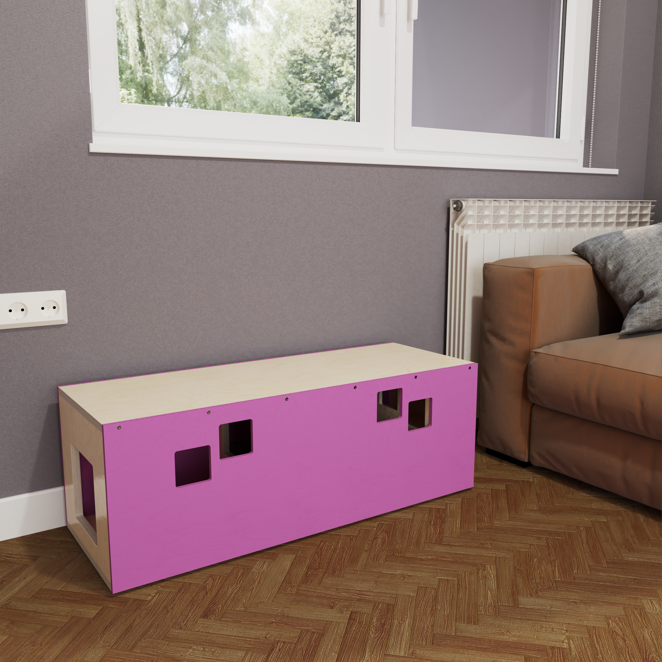 Rabbit House Box Tunnel Castle Fortress - Nibbler Longhouse - Scratchy Things Premium Pet Furniture