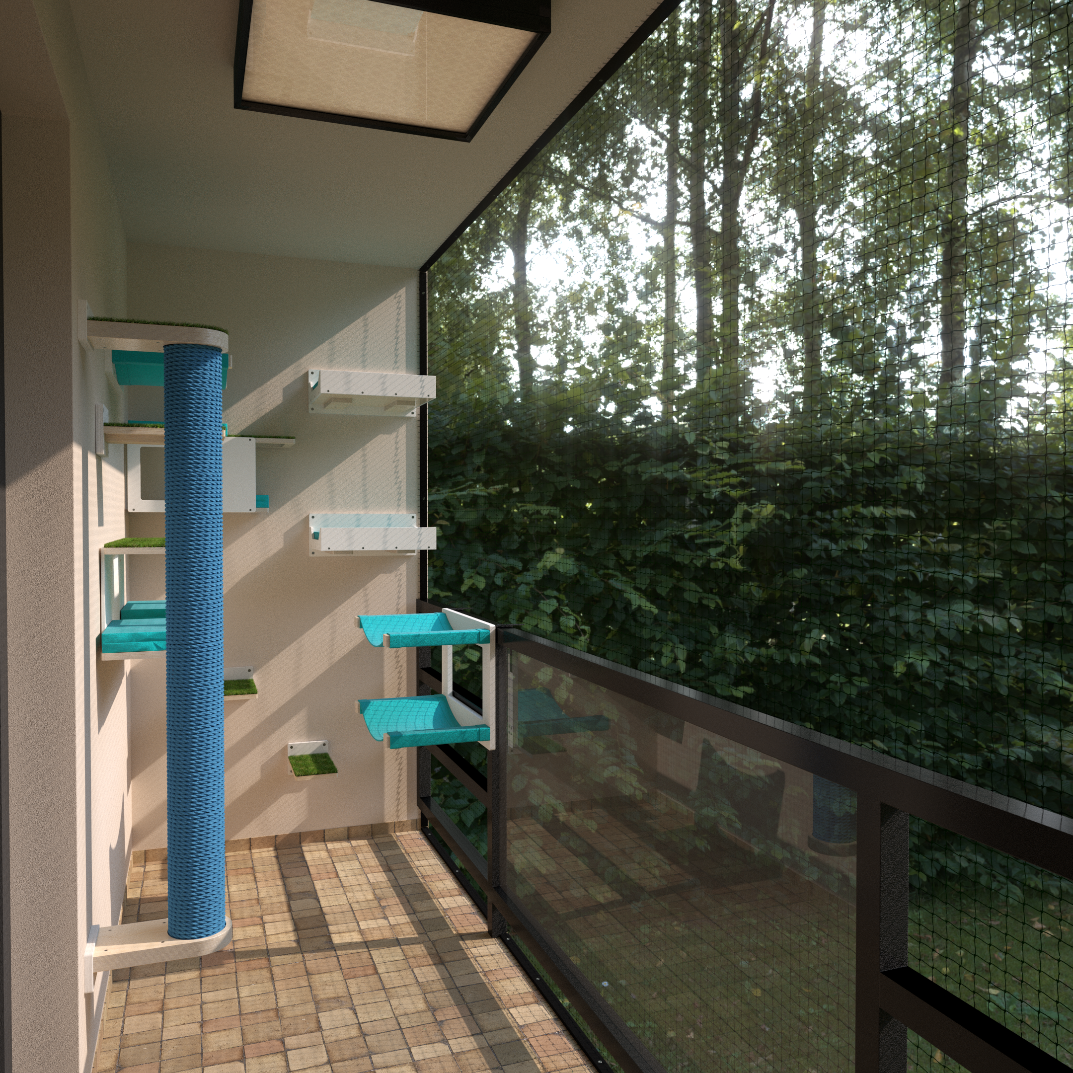 Outdoor Cat Furniture Catio Small Balcony Bundle from Scratchy Things