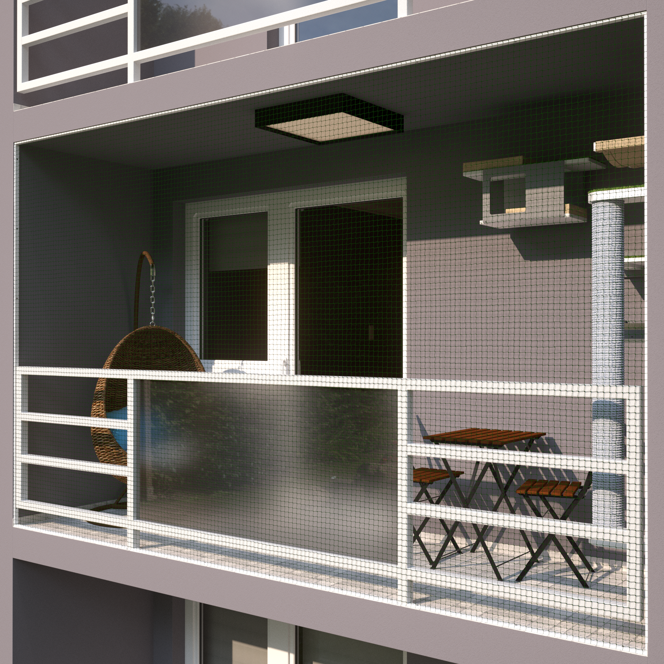 Catio Outdoor Cat Wall Shelf Bed Perch - Catio Small Balcony Bundle - set of cat shelves for an apartment balcony - Scratchy Things Premium Pet Furniture