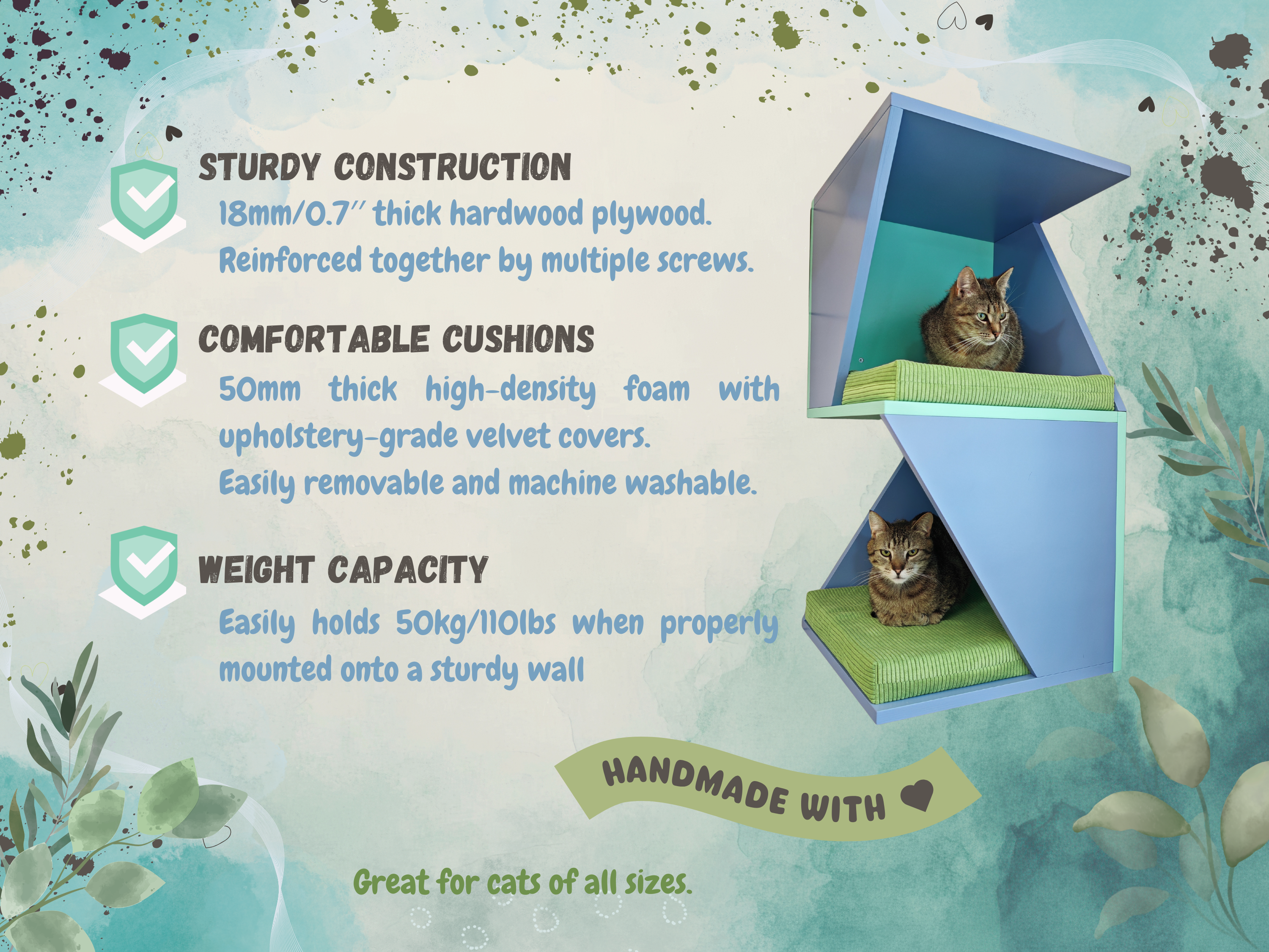 Cat Wall Shelf Bed Corner Box - Wally Sharp Tower - Scratchy Things Premium Pet Furniture