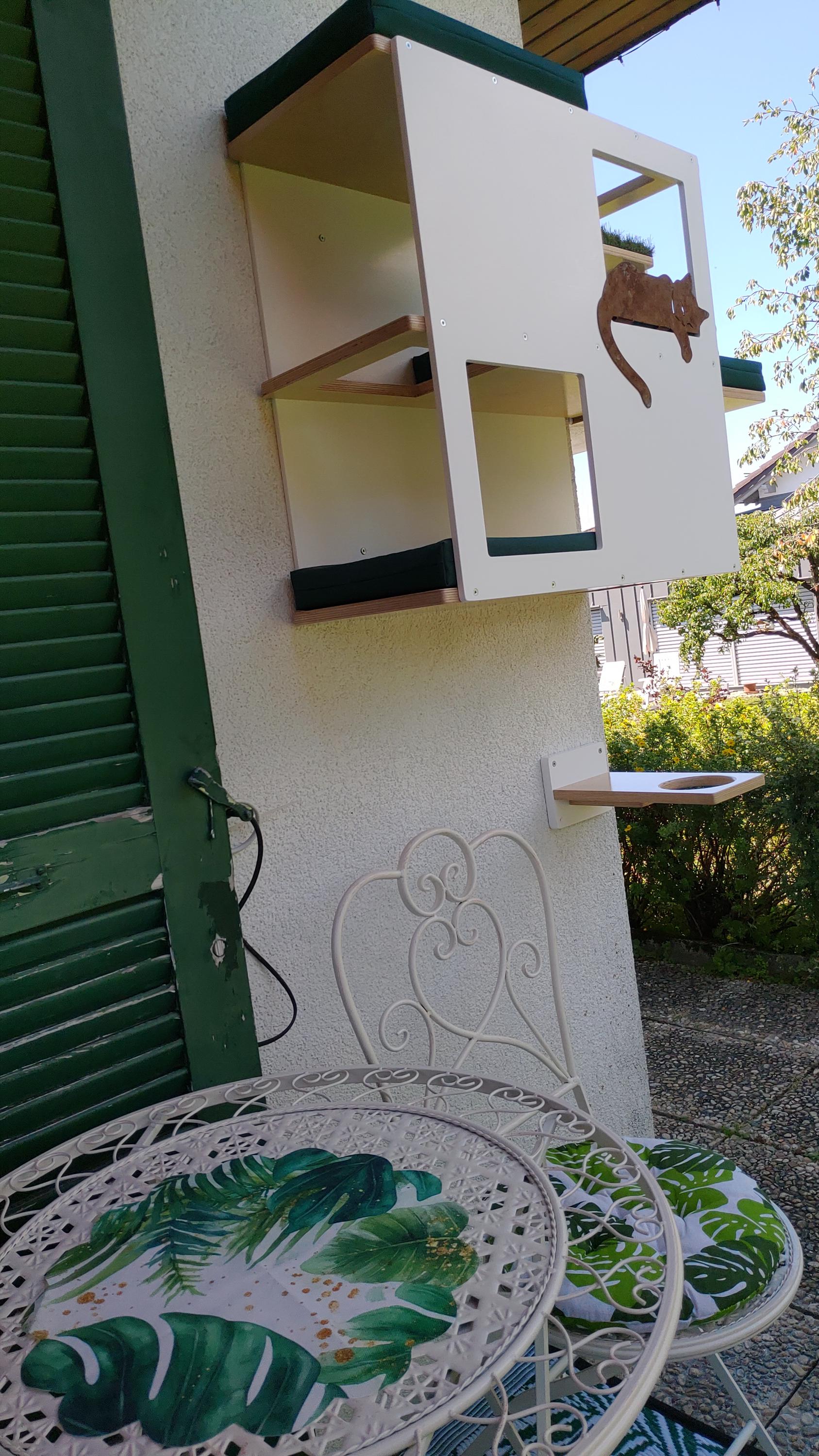 Catio Big Cat Wall Shelf Bed Perch - Catio BigCat Loft - outdoor multilevel cat shelf - Scratchy Things Premium Pet Furniture