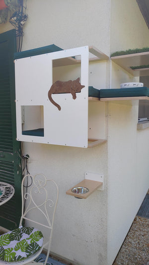Catio Big Cat Wall Shelf Bed Perch - Catio BigCat Loft - outdoor multilevel cat shelf - Scratchy Things Premium Pet Furniture