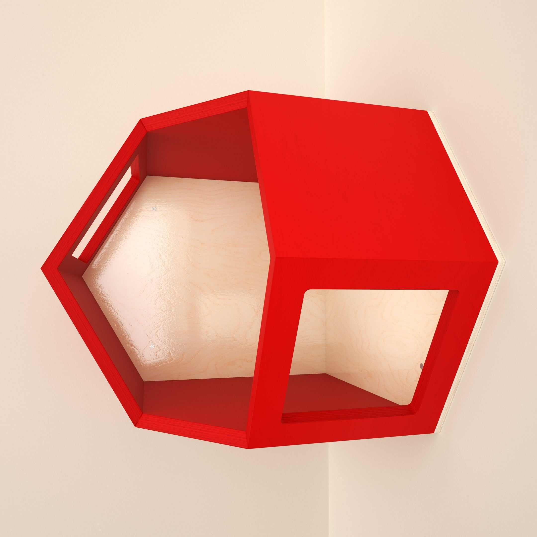 Cat Wall Shelf Hexagonal Corner Bed - Wally Hex Corner 25 - Scratchy Things Premium Pet Furniture