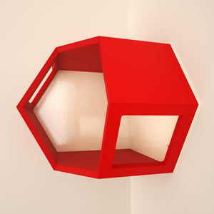 Cat Wall Shelf Hexagonal Corner Bed - Wally Hex Corner 25 - Scratchy Things Premium Pet Furniture