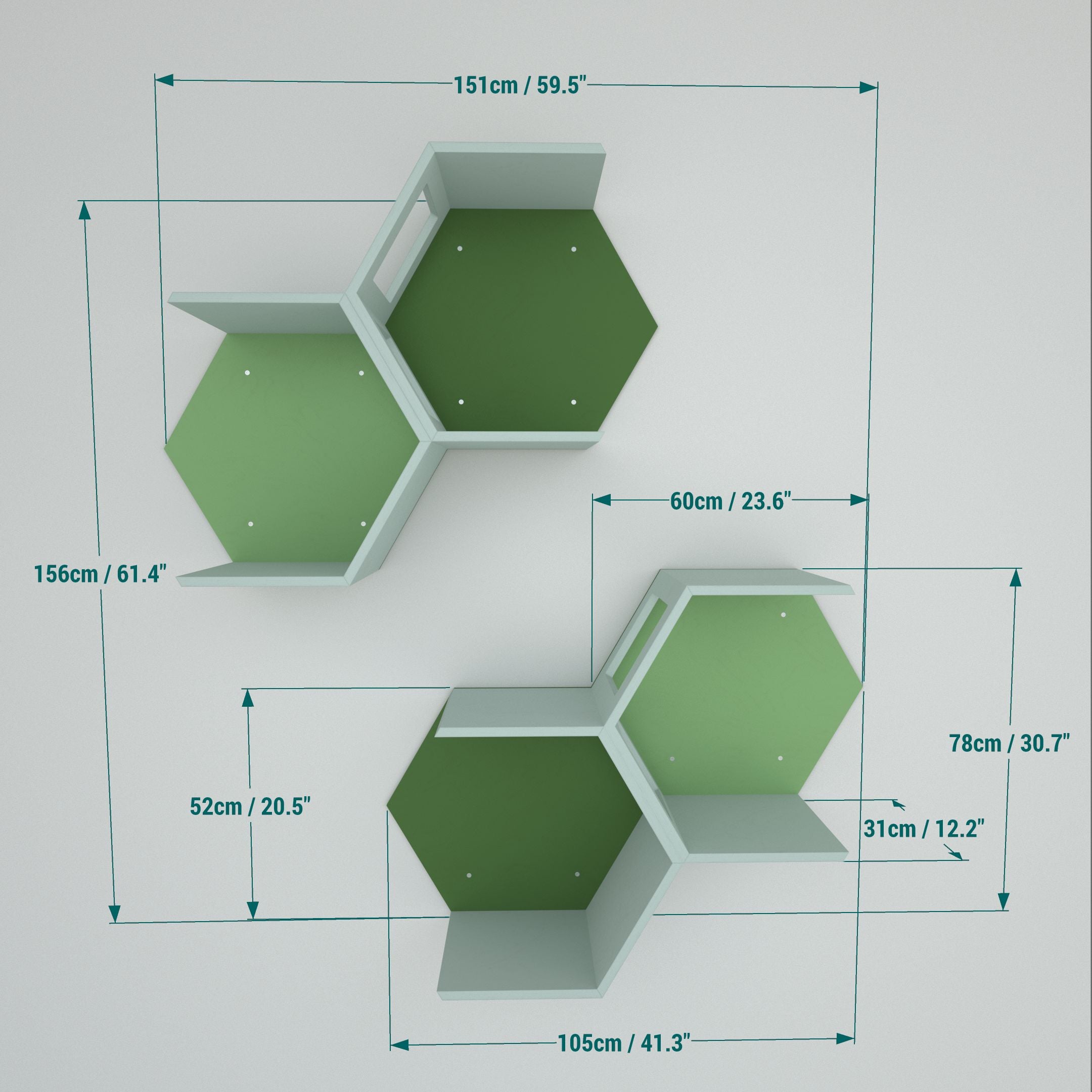 Cat Wall Shelf Hexagonal Bed - Wally OpenHex 4-pack - Scratchy Things Premium Pet Furniture