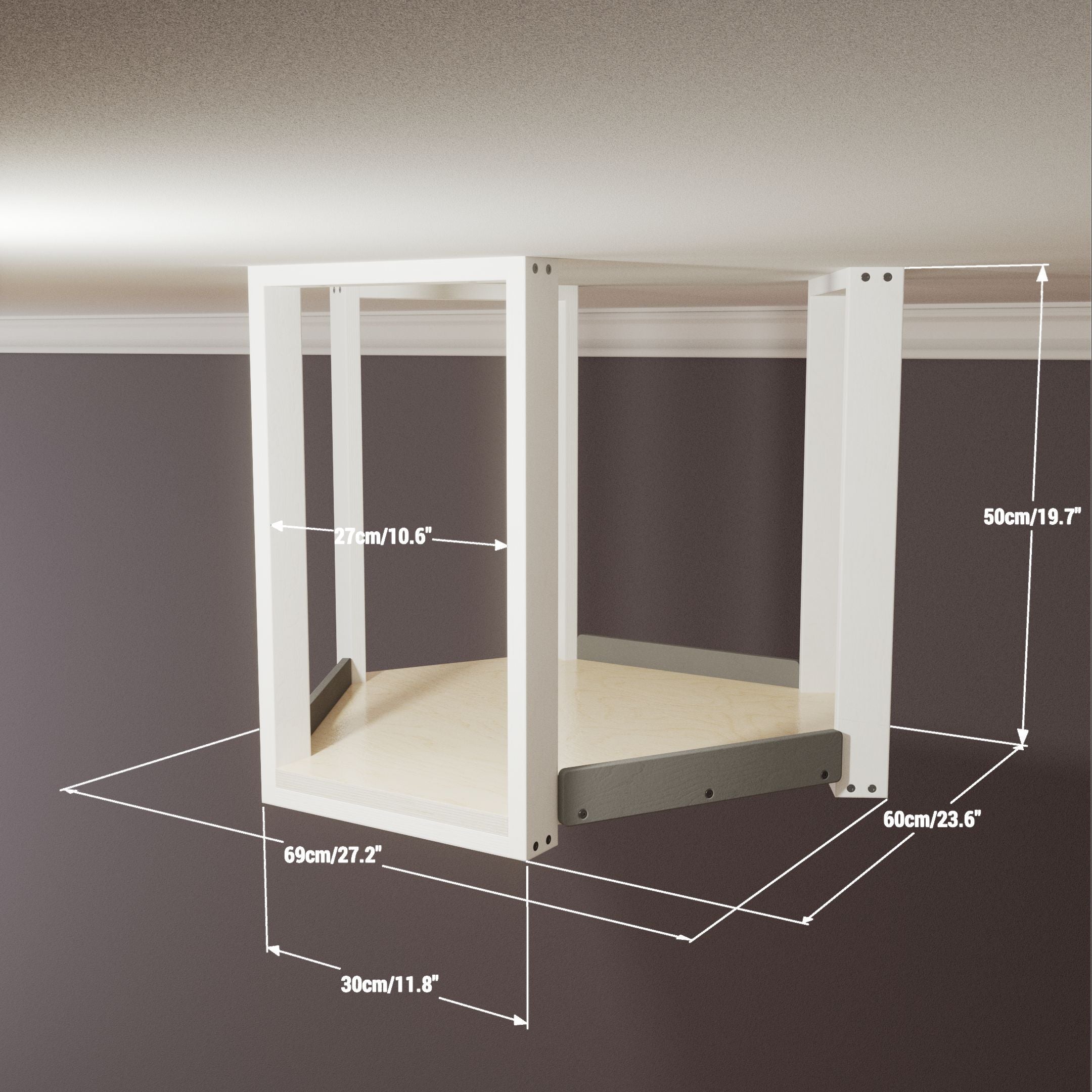 Wally Skyhex - ceiling mounted cat shelf, hexagonal hub for multi way platform/bridge access, Cat intersection perch