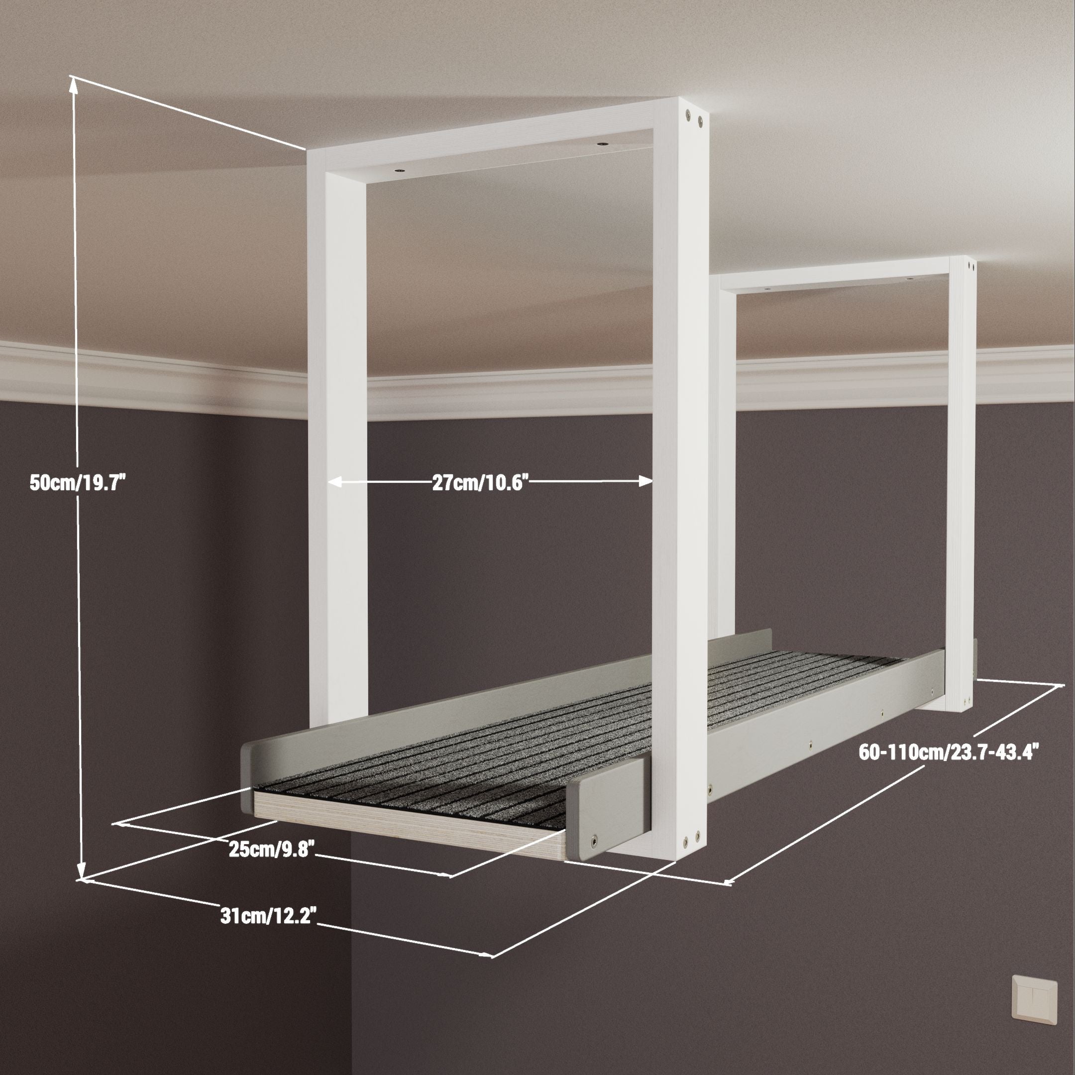 Wally Skyway - ceiling mounted cat shelf, feline highway, walkway