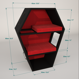 Big Cat Wall Shelf Bed Box Halloween - Wally Vampurrra - Left Side Exit - Scratchy Things Premium Pet Furniture