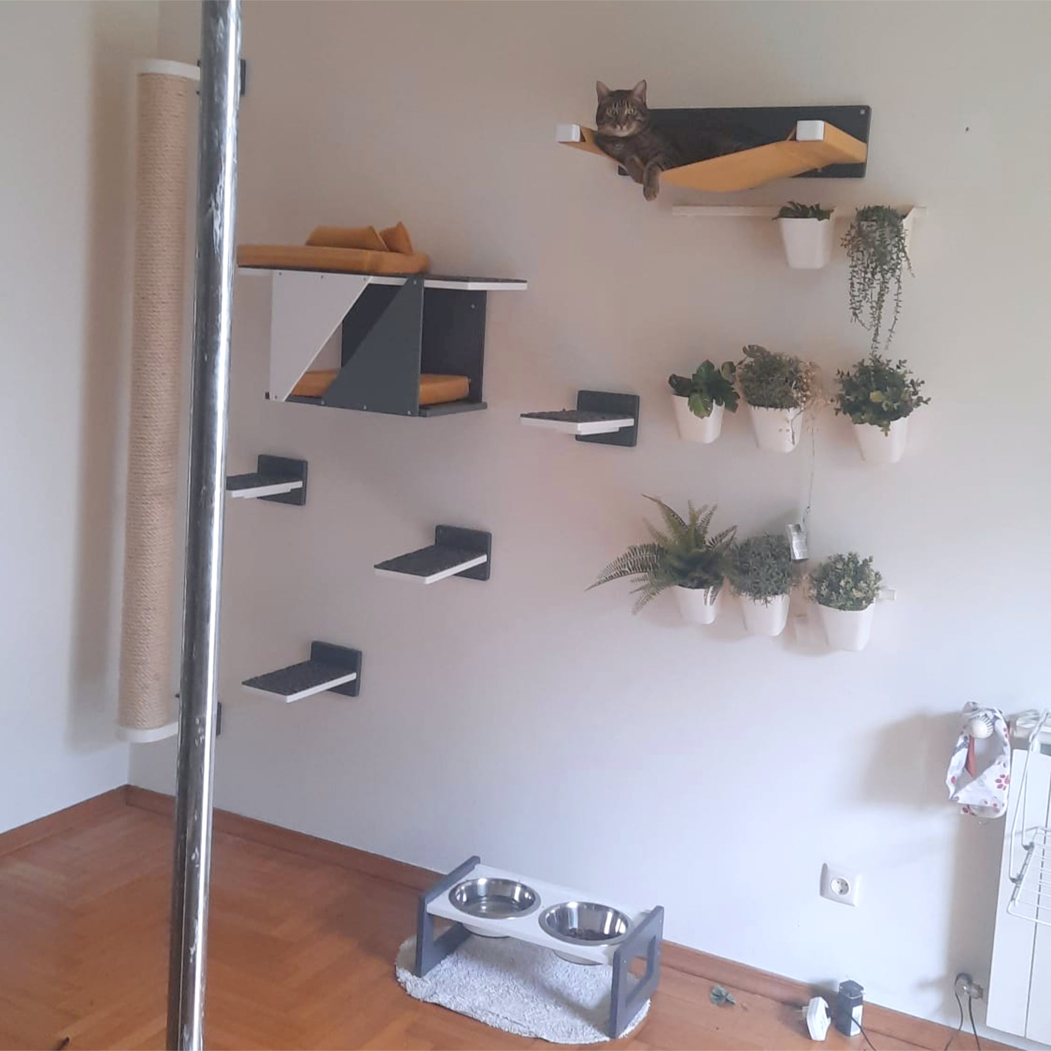 Cat Wall Shelf Bridge Bed Post Bundle - Cozy Apartment Bundle - Scratchy Things Premium Pet Furniture