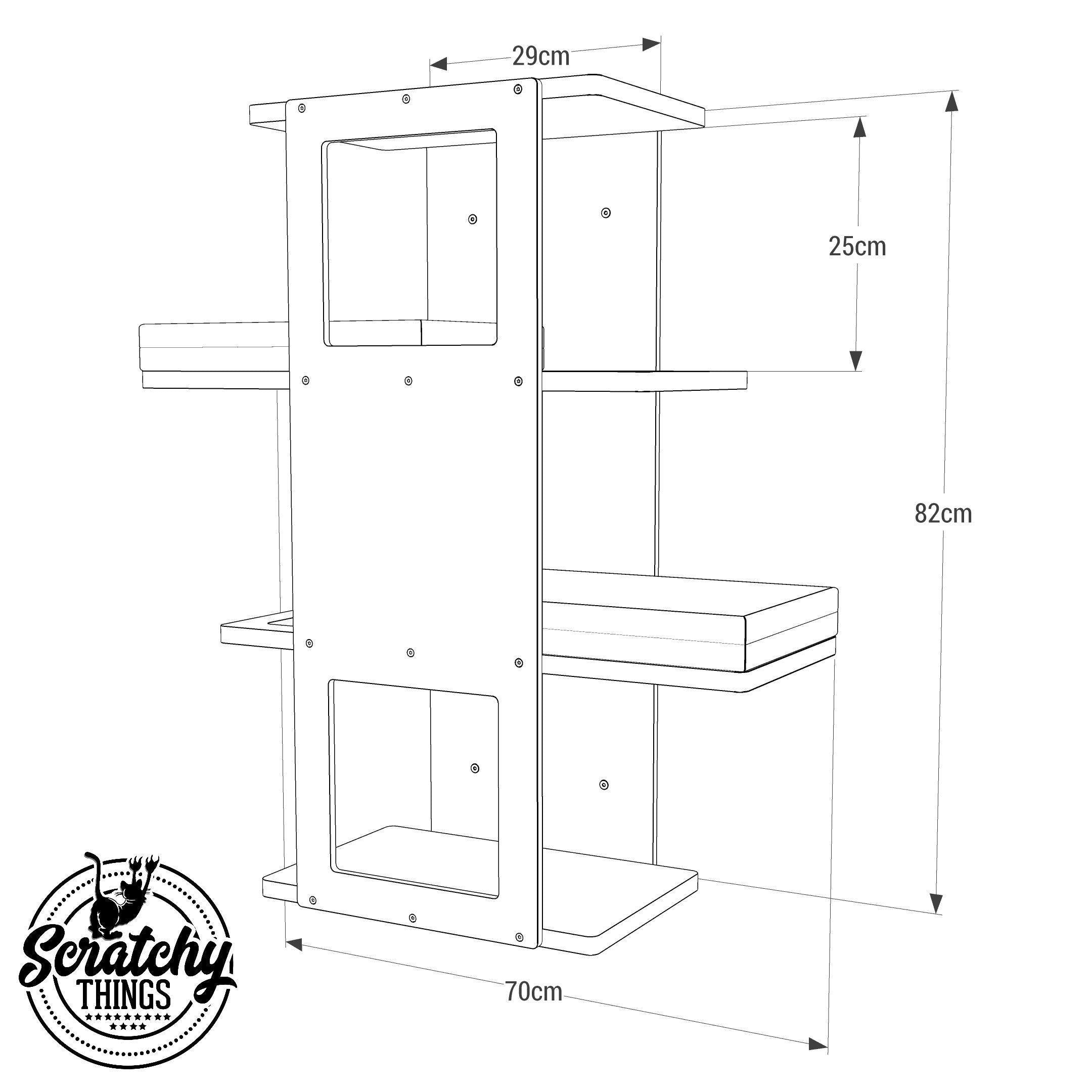 Catio Outdoor Cat Wall Shelf Bed Perch - Catio Stacker - multilevel outdoor shelf - Scratchy Things Premium Pet Furniture