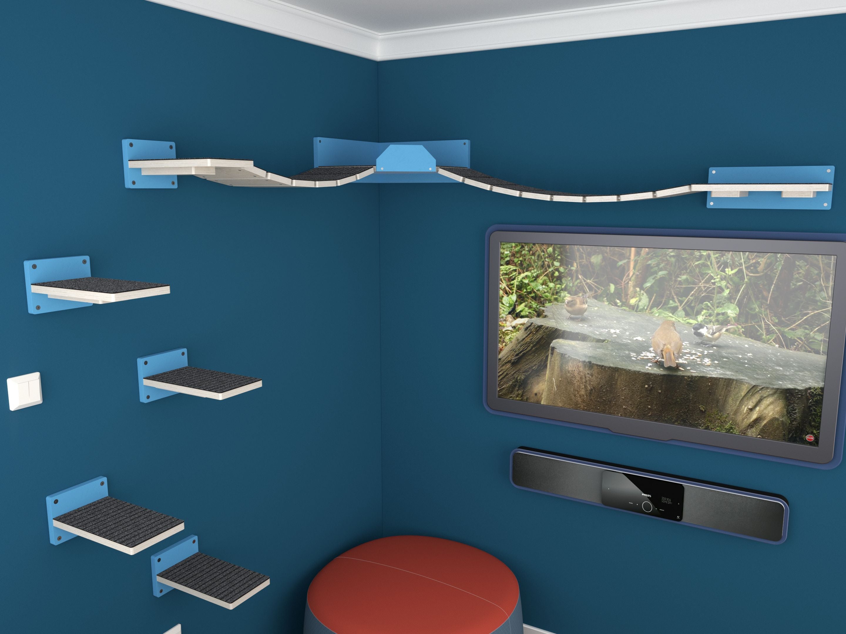 Cat Wall Shelf Corner Box Bridge Platform - WideBridge Corner Bundle - Scratchy Things Premium Pet Furniture