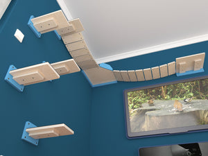 Cat Wall Shelf Corner Box Bridge Platform - WideBridge Corner Bundle - Scratchy Things Premium Pet Furniture