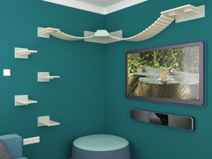 Cat Wall Shelf Corner Box Bridge Platform - Bridge Corner Bundle - Scratchy Things Premium Pet Furniture