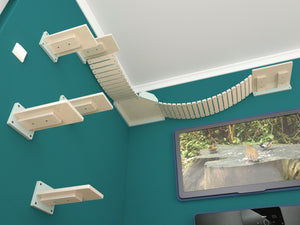 Cat Wall Shelf Corner Box Bridge Platform - Bridge Corner Bundle - Scratchy Things Premium Pet Furniture