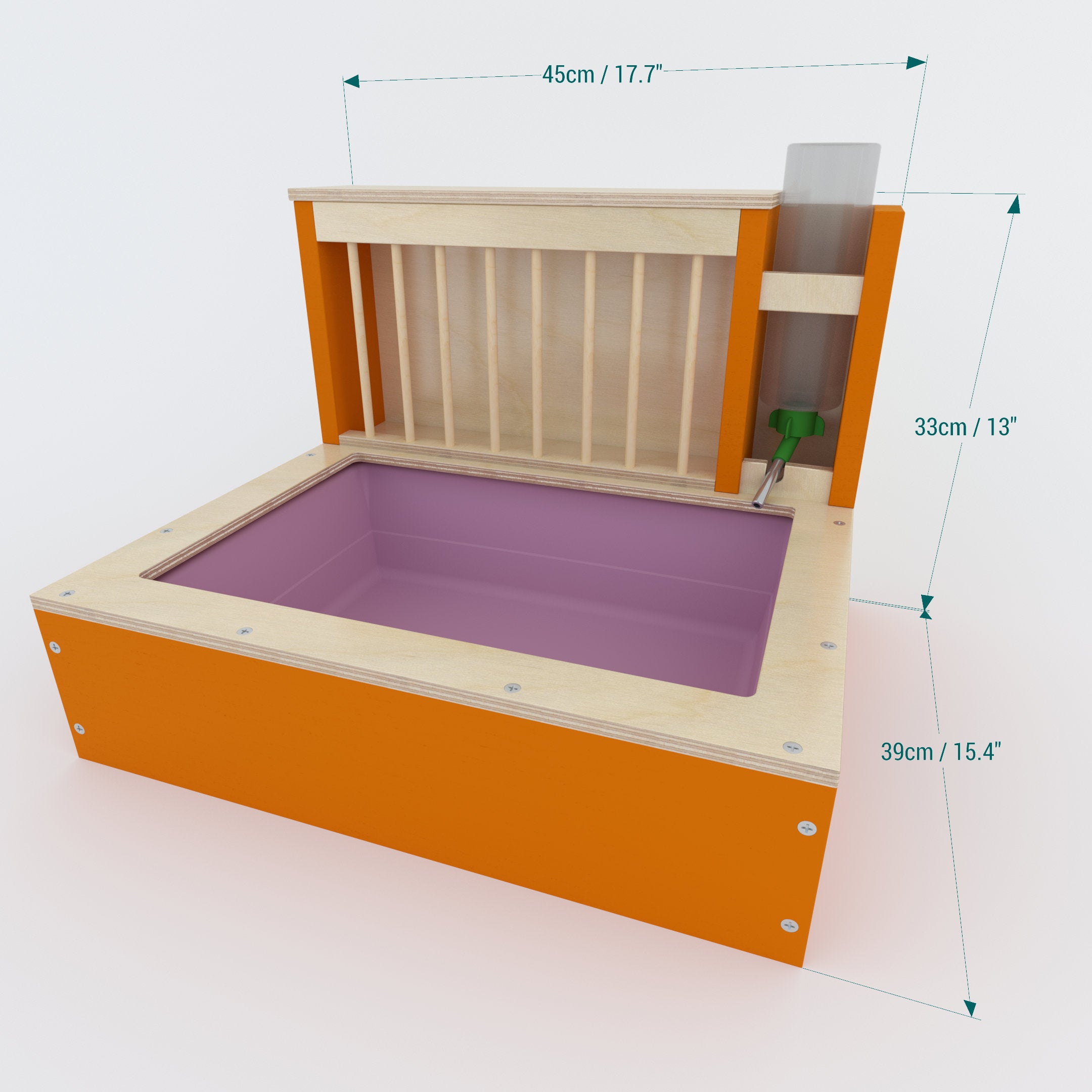 Rabbit Hay Feeder Litter box - Nibbler Combo Mini Spectra - Berry Accent - READY TO SHIP - Scratchy Things Premium Pet Furniture