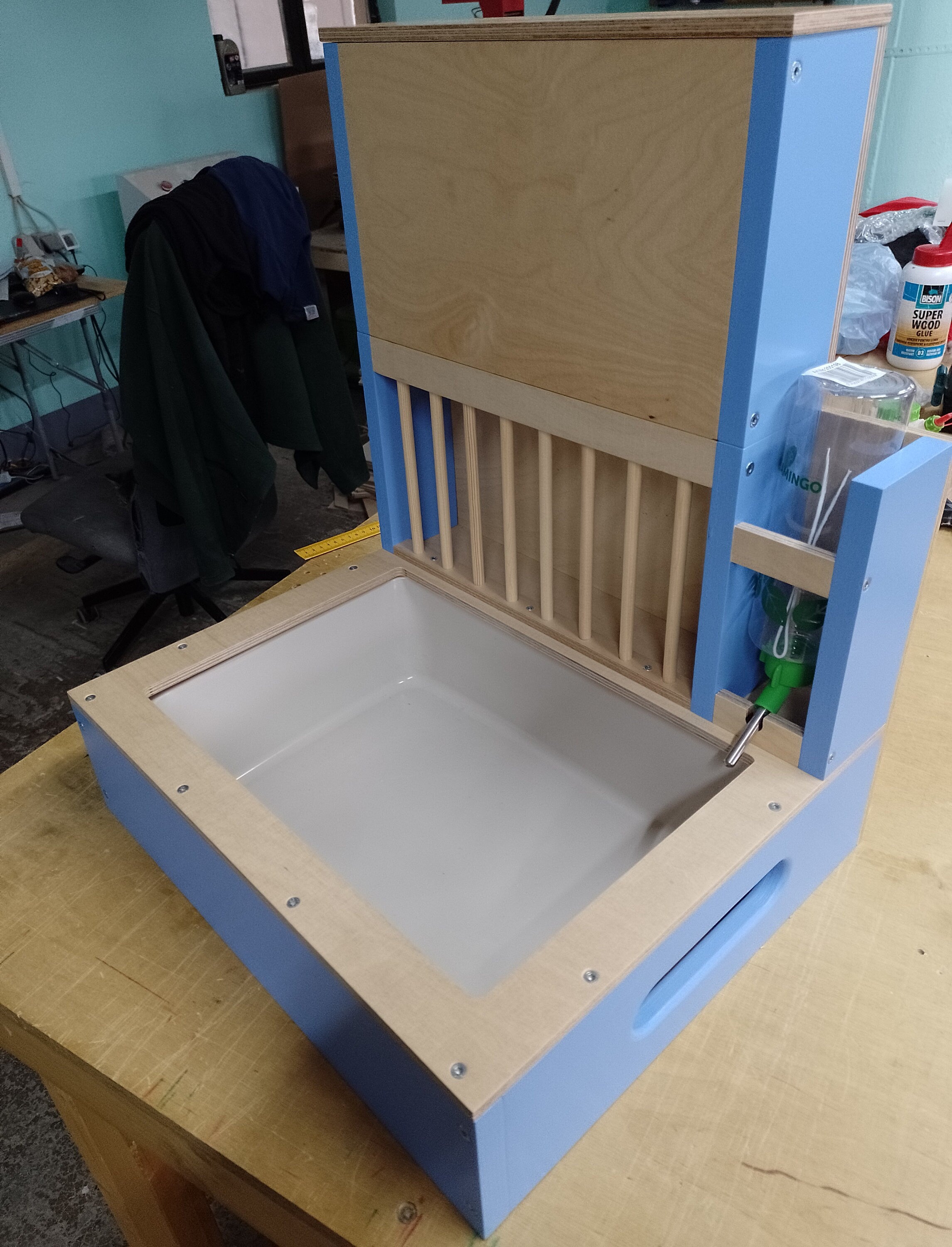 Rabbit Hay Feeder Litter box - Nibbler Combo Mini Spectra with Nibbler HaySilo - Heaven Accent - READY TO SHIP - Scratchy Things Premium Pet Furniture