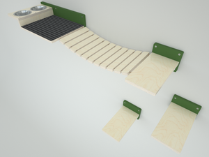 Cat Wall Shelf Step Bridge Feeder Bundle - Wally Starter Bundle - Scratchy Things Premium Pet Furniture