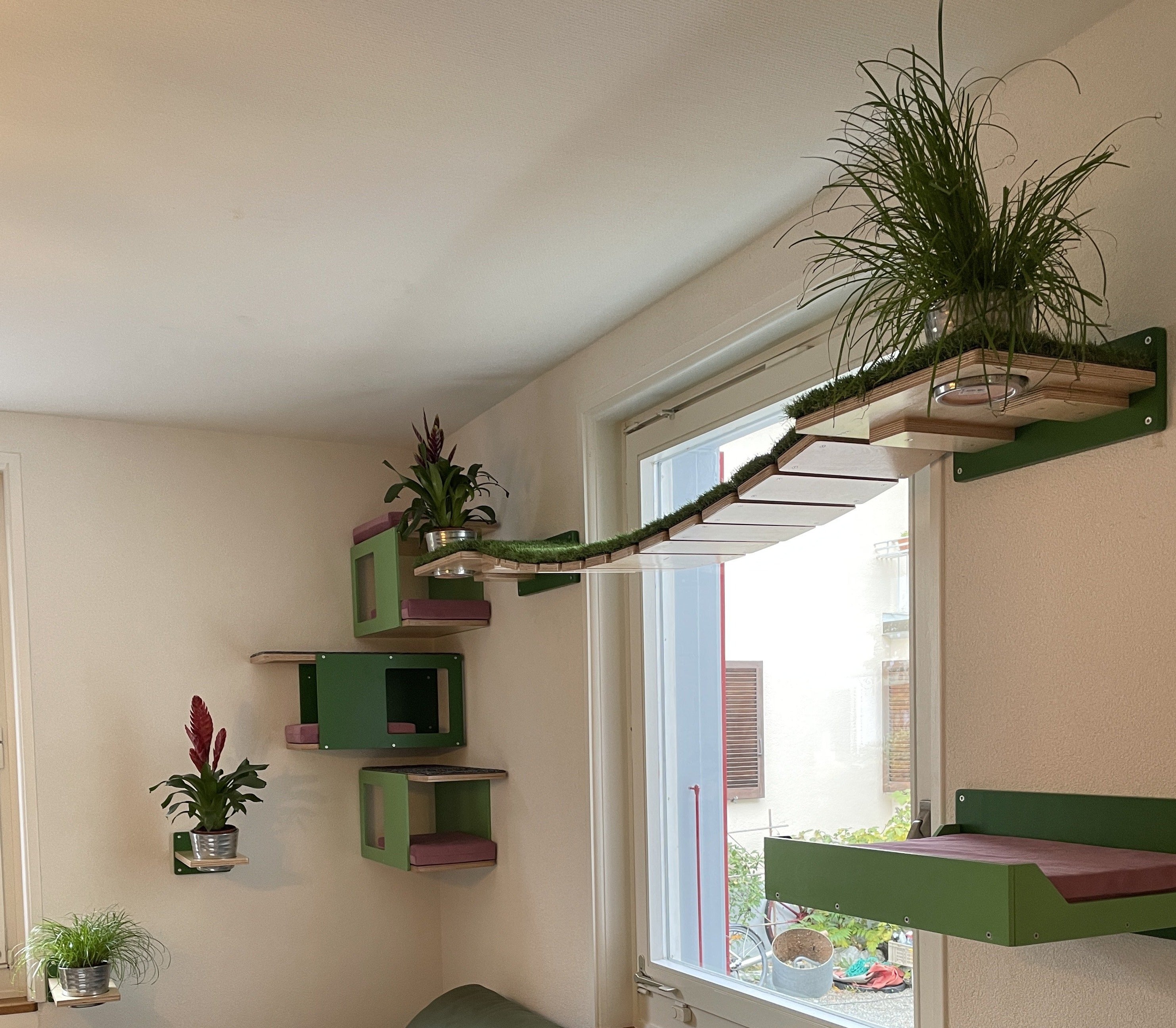 Cat Bridge Shelf Step Wide - Wally WideBridge (Flat - Flat mount) - Scratchy Things Premium Pet Furniture