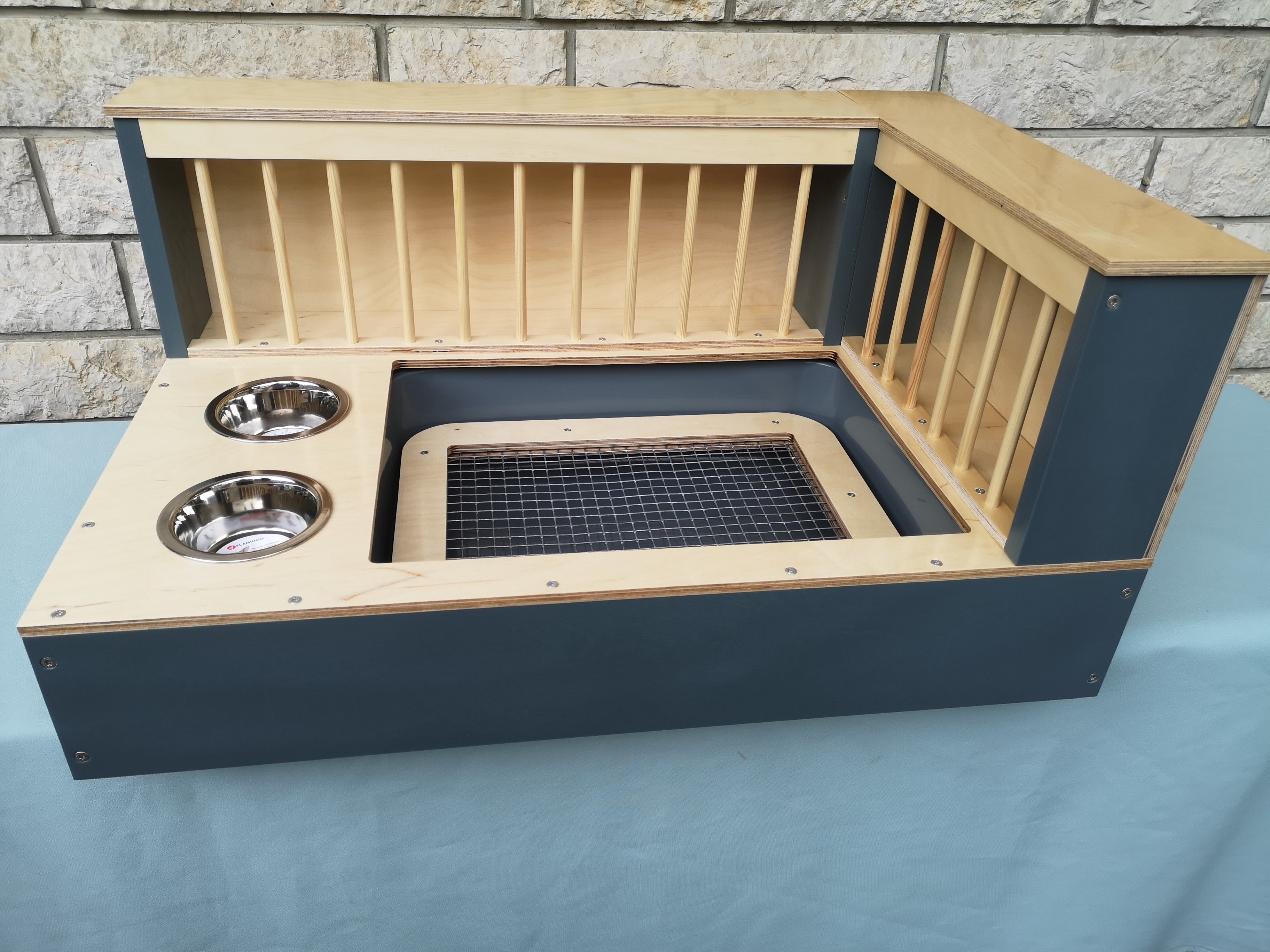 Rabbit Hay Feeder Litter box - Nibbler Combo Corner 3in1 - Scratchy Things Premium Pet Furniture
