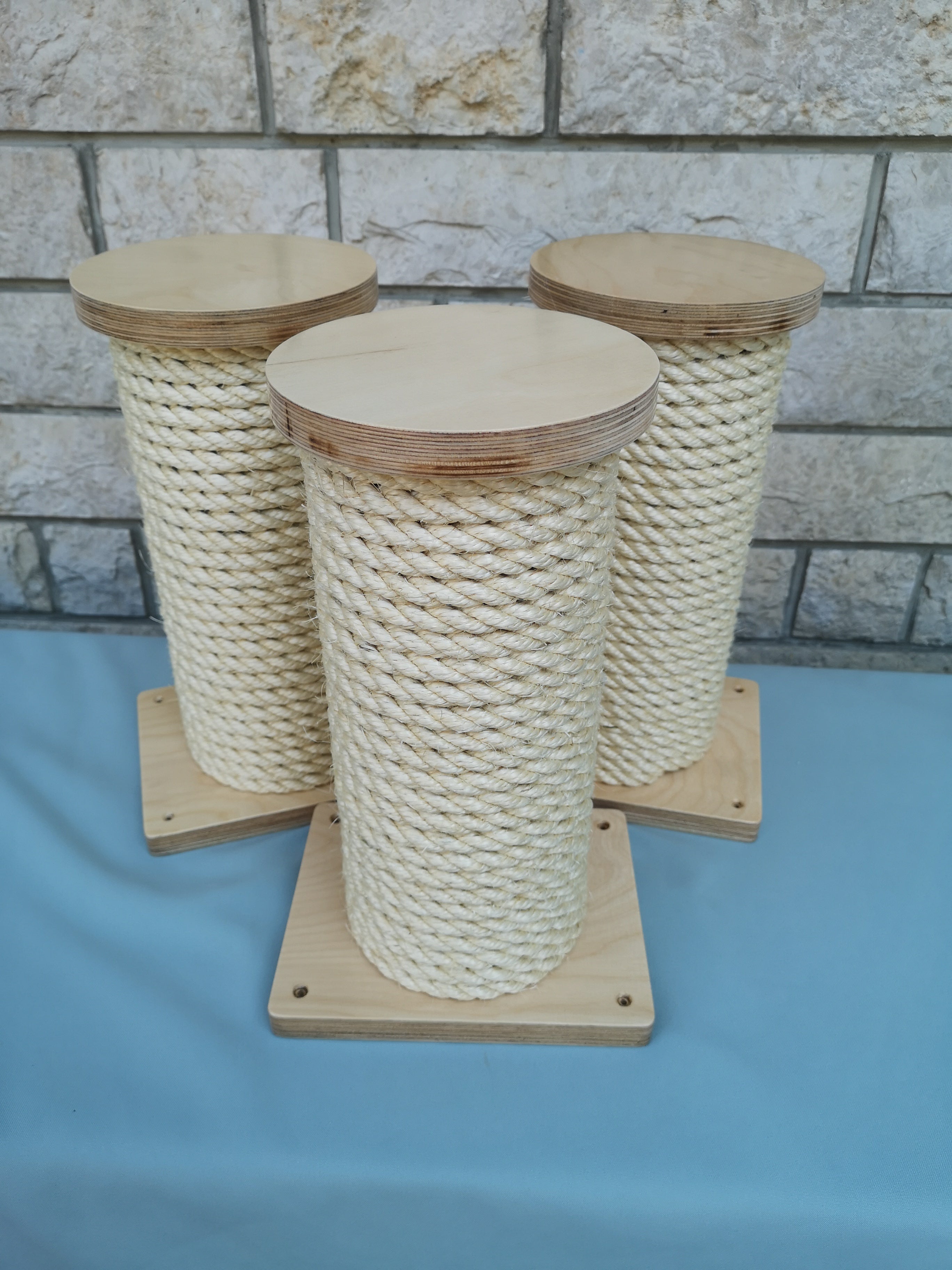 Cat Wall Scratching Pole Step Shelf - Wally Round Step - Scratchy Things Premium Pet Furniture